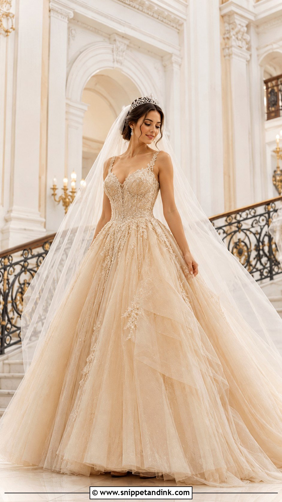 Gold Tulle Princess Wedding Dress - Snippet and Ink - 20 Gold Wedding Dresses