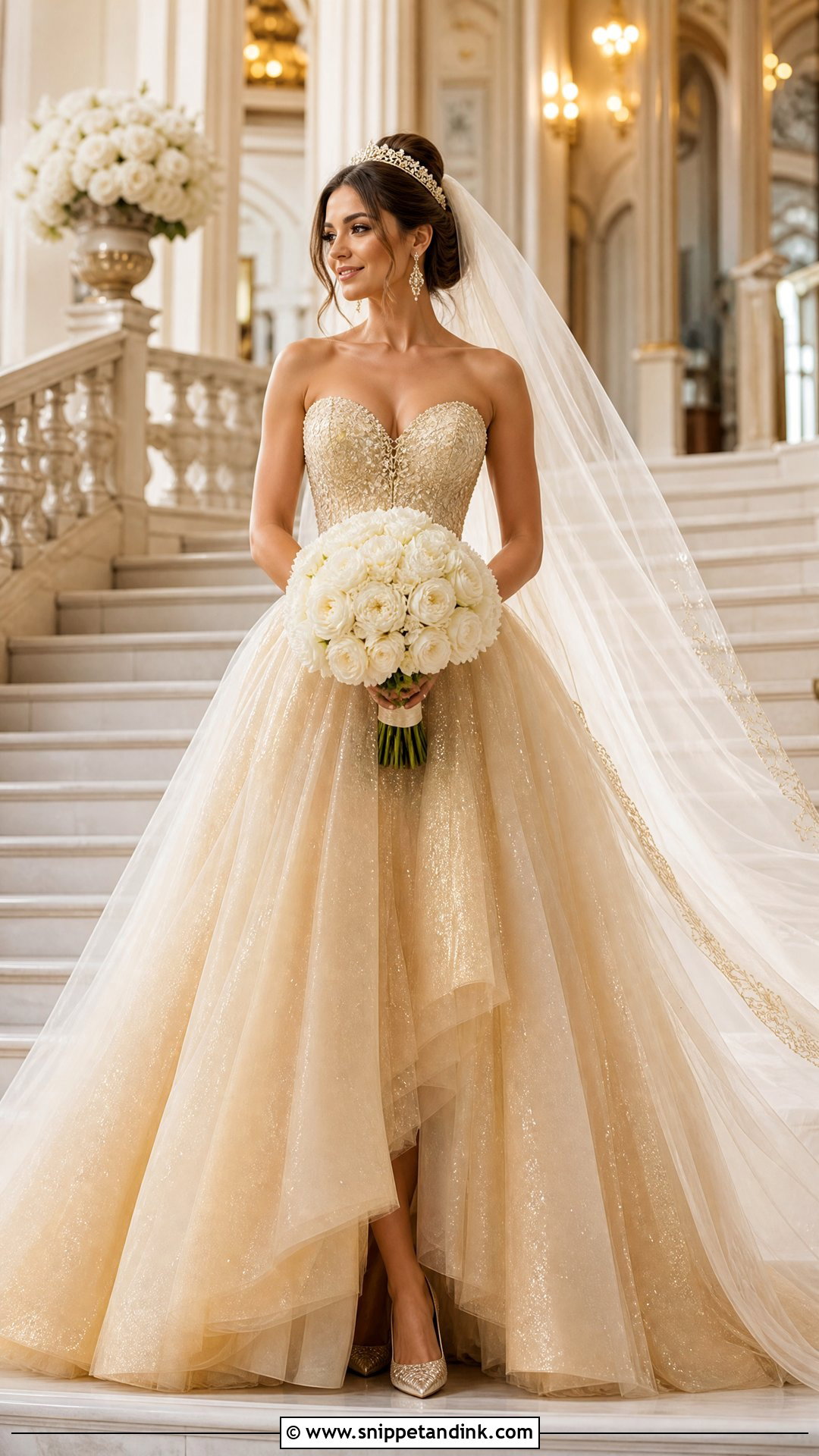 Gold Tulle Princess Wedding Gown - Snippet and Ink - 25 Gold Wedding Gowns