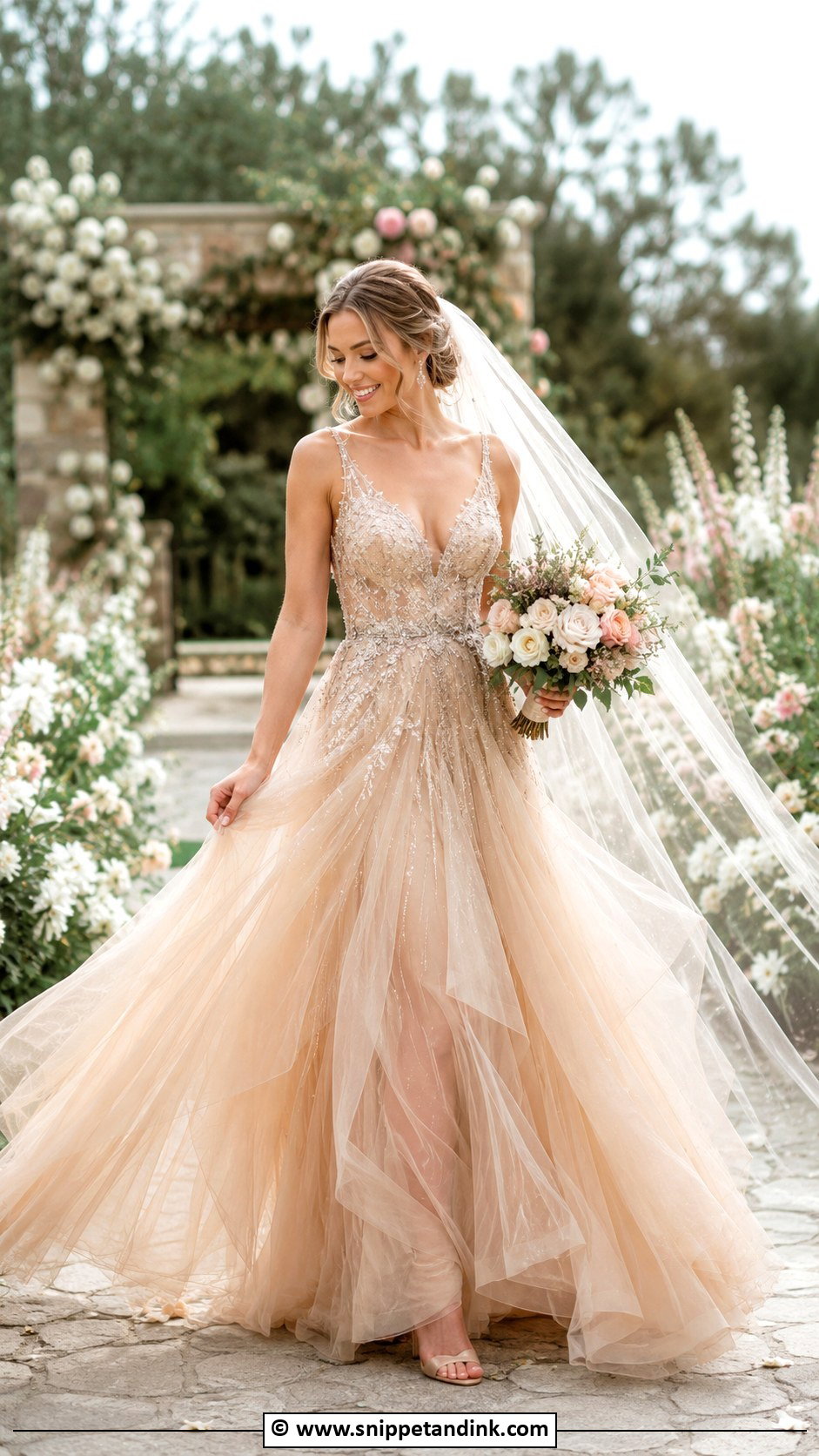 Gold Tulle Wedding Dress - Snippet and Ink - 30 Gold Wedding Dress Ideas