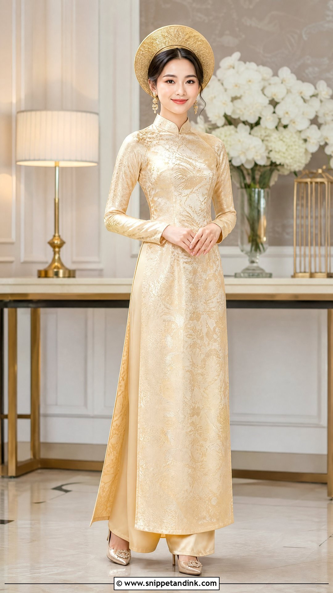 Gold Vietnamese Wedding Ao Dai - Snippet and Ink - 25 Vietnamese Wedding Dress Ideas