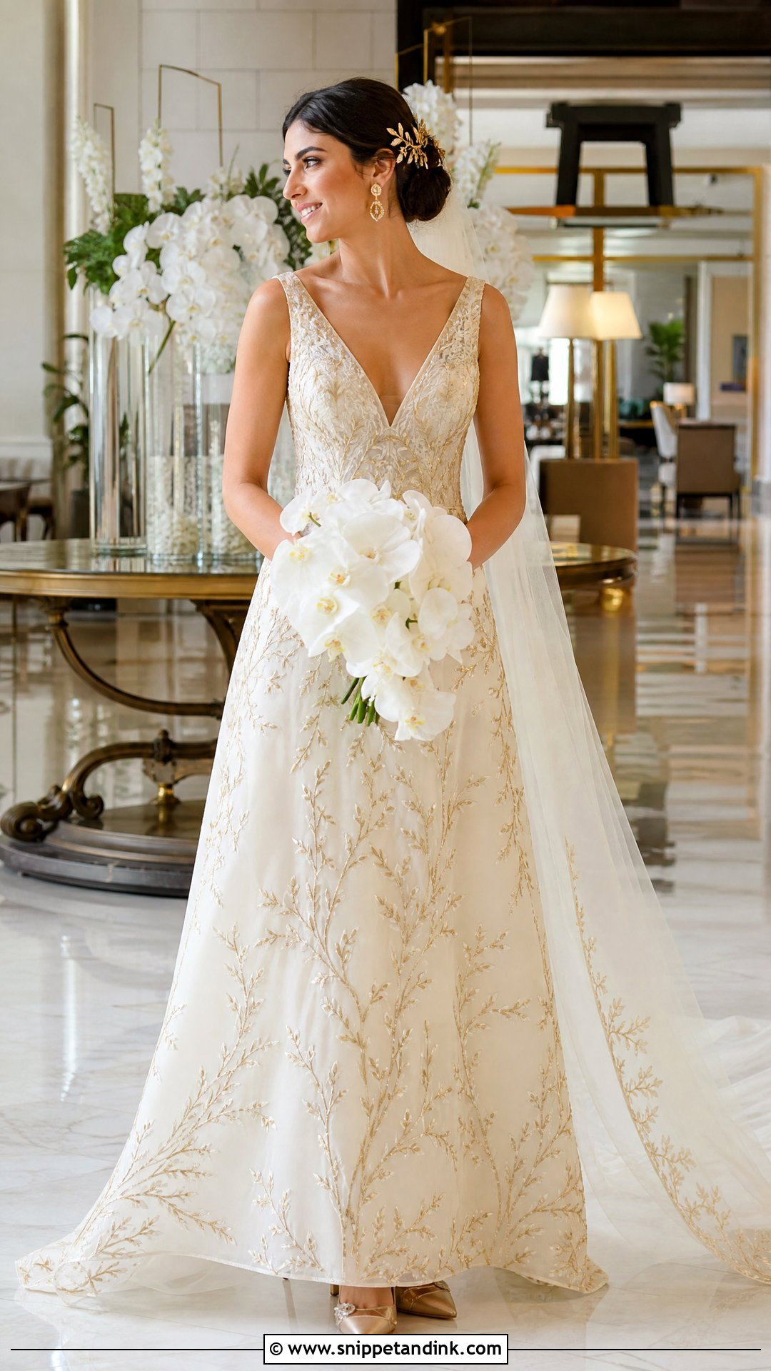 Gold Vine Embroidered Wedding Dress - Snippet and Ink - 20 Wedding Dress with Vines Ideas