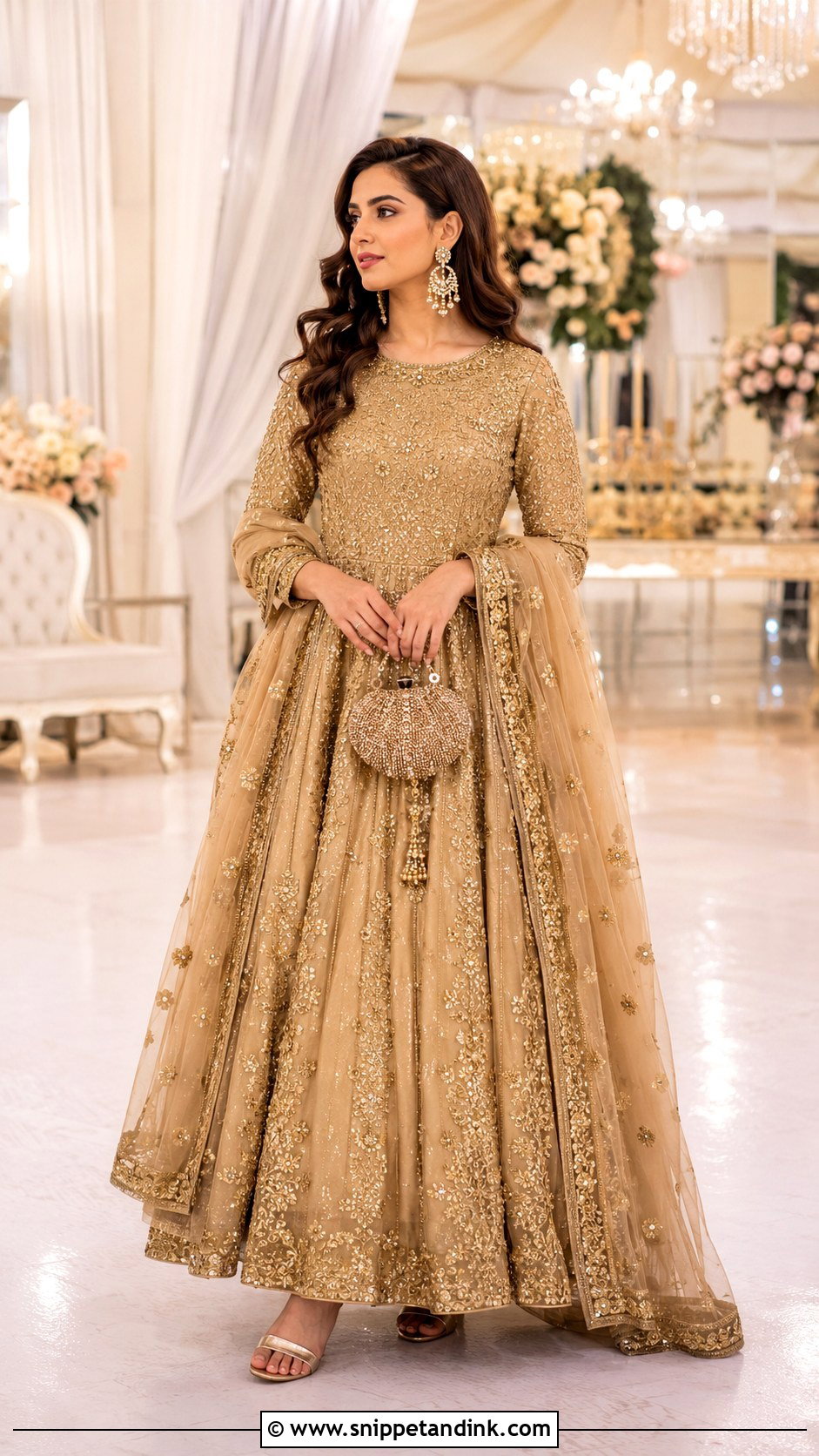 Gold Walima Anarkali - Snippet and Ink - 25 Walima Outfit Ideas