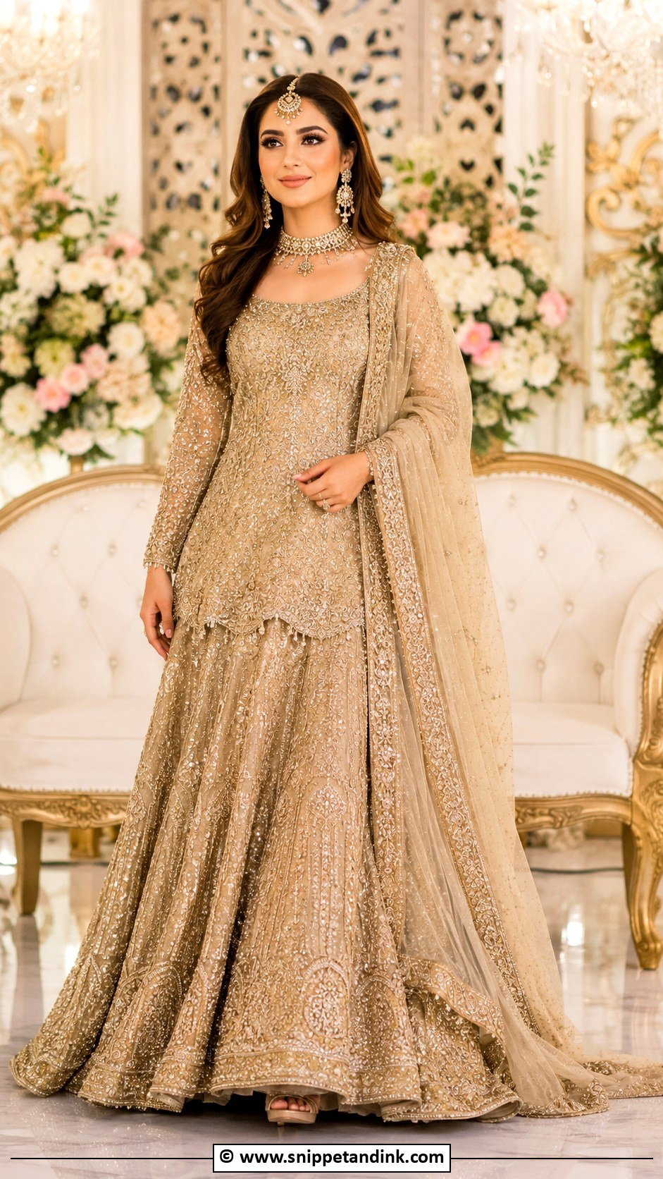 Gold Walima Farshi Lehenga - Snippet and Ink - 35 Walima Dresses Pakistani Brides