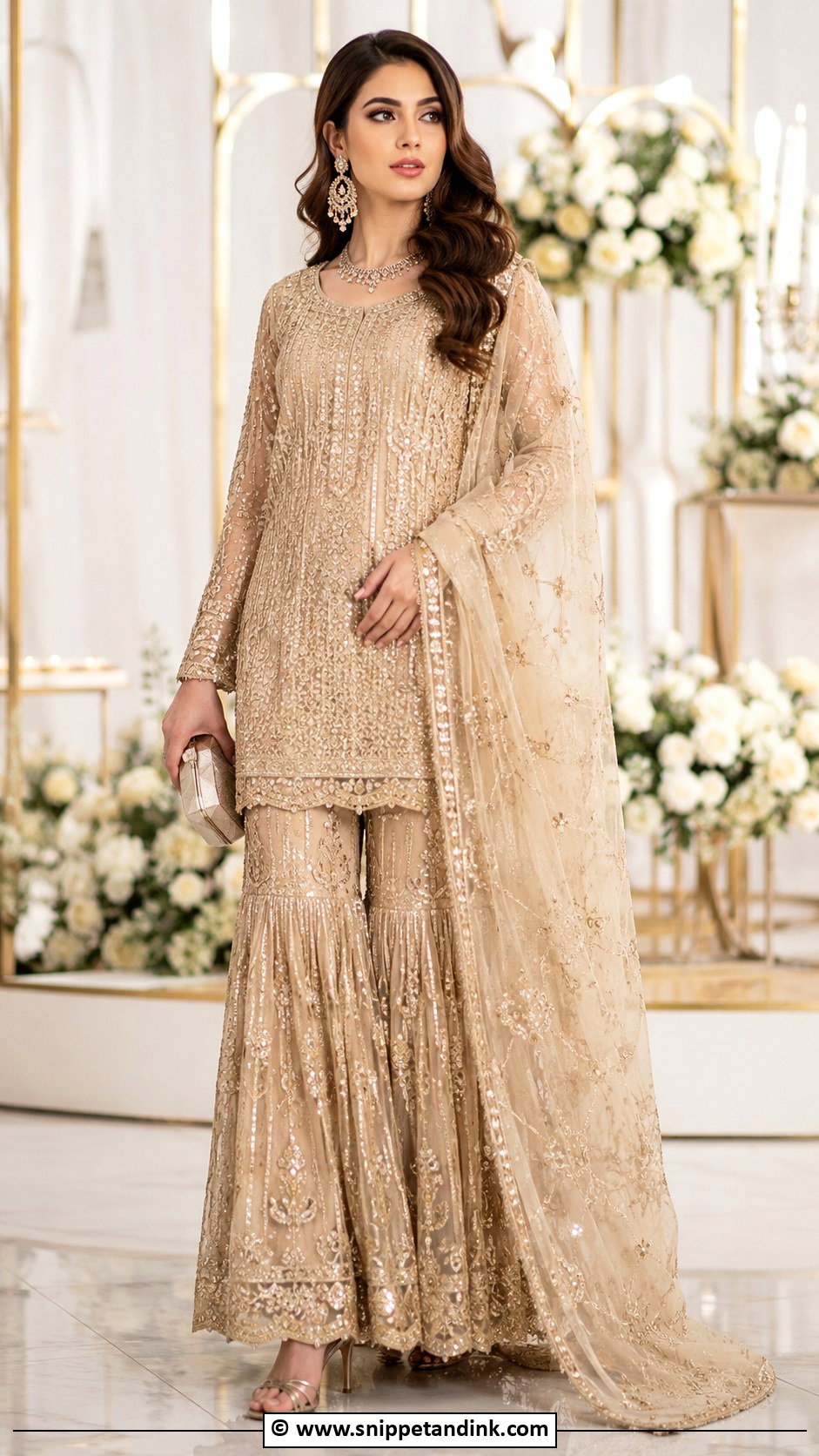 Gold Walima Gharara Dress - Snippet and Ink - 25 Grara Dress Pakistani Wedding Ideas