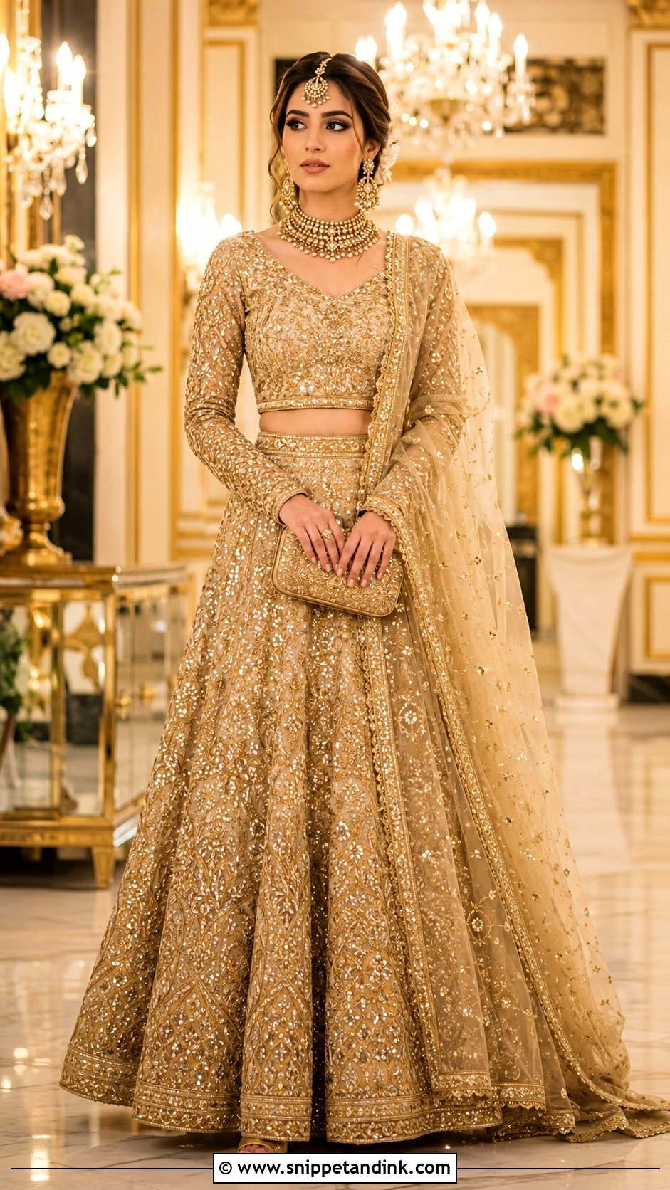 Gold Walima Lehenga Dress - Snippet and Ink - 25 Walima Bride Dresses
