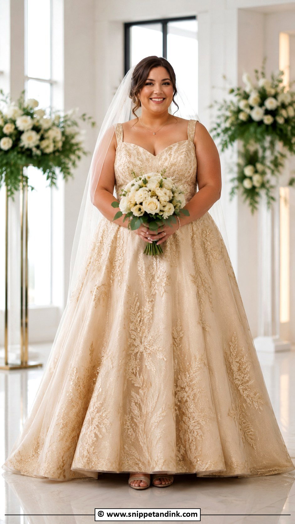 Gold Wedding Dress For Plus Size Bride - Snippet and Ink - 30 Gold Wedding Dress Ideas
