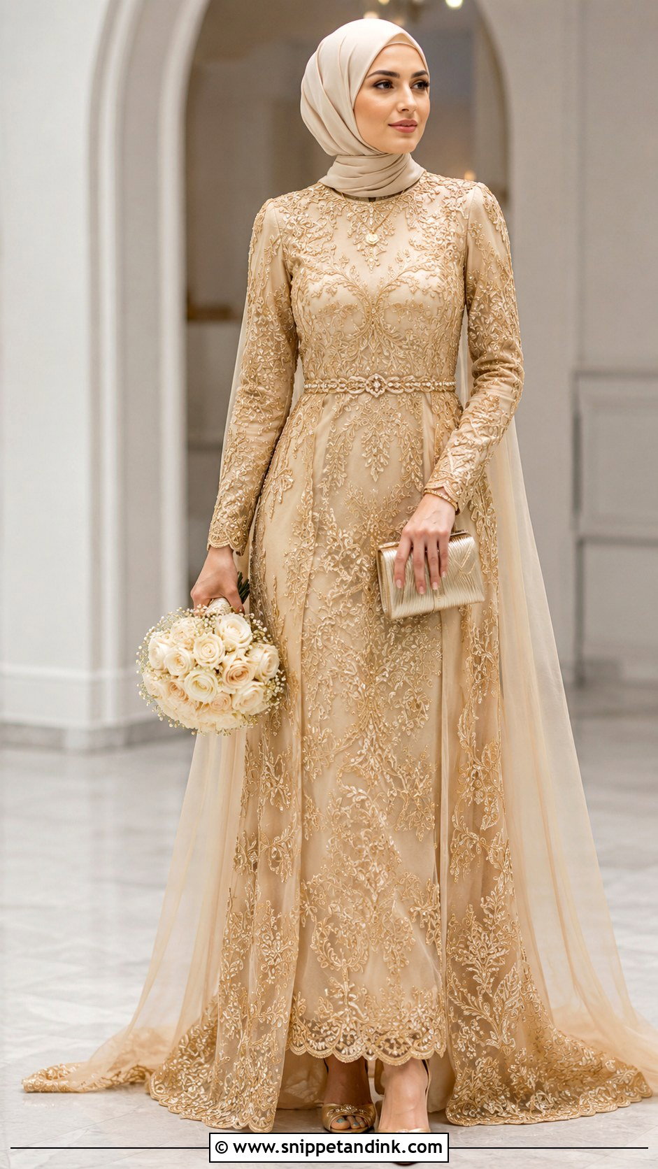 Gold Wedding Dress Hijab - Snippet and Ink - 35 Wedding Dress Hijab Ideas