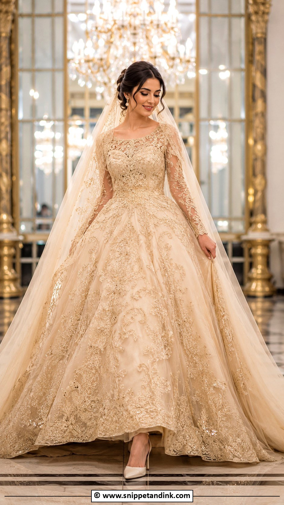 Gold Wedding Dress With Embroidery - Snippet and Ink - 30 Extravagant Wedding Dresses