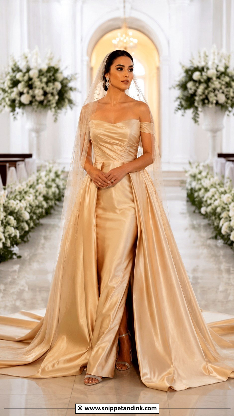 Gold Wedding Dress With Train - Snippet and Ink - 30 Gold Wedding Dress Ideas