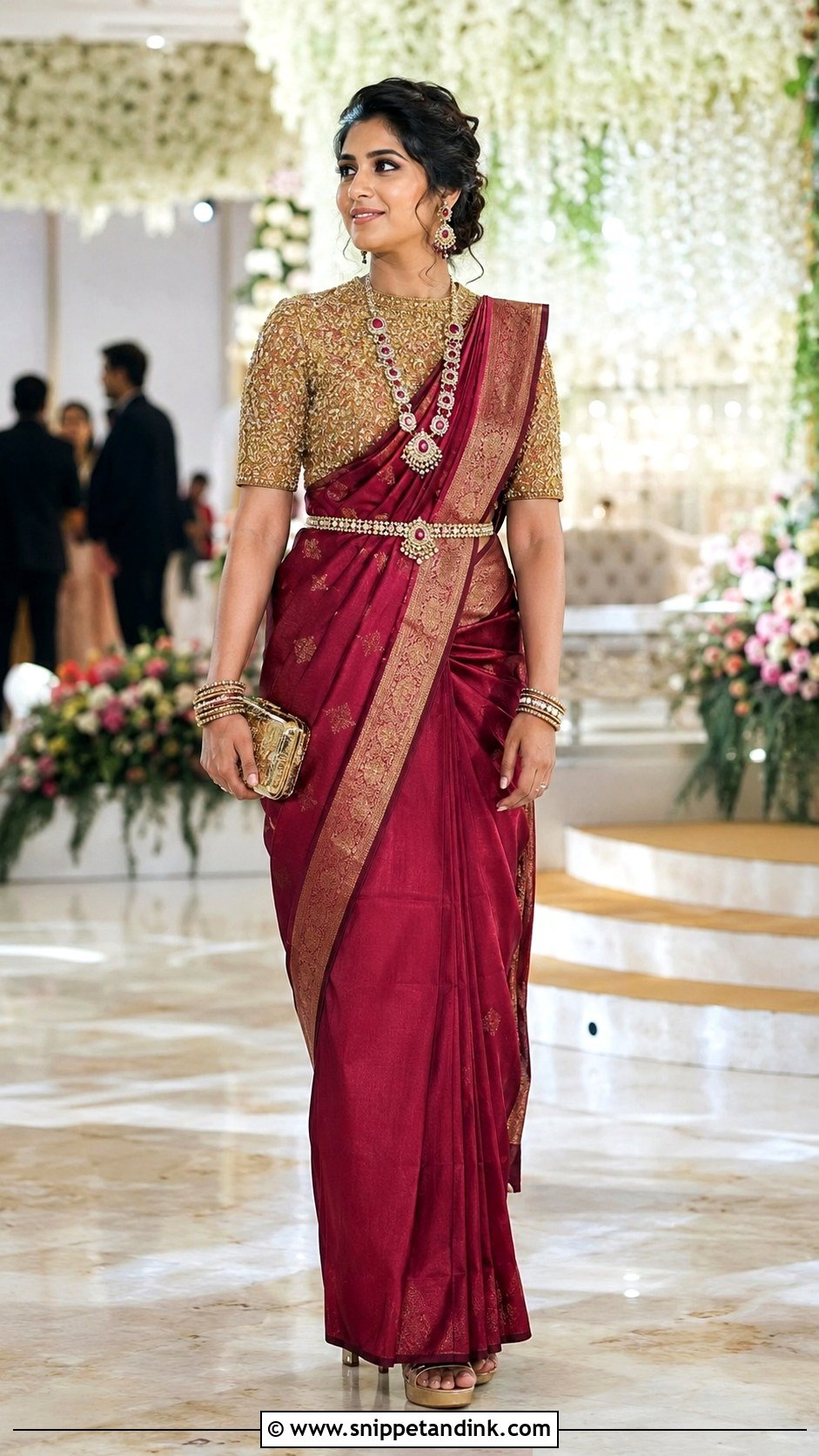 Gold Zardosi Maggam Work Bridal Blouse - Snippet and Ink - 20 Bride Maggam Work Blouses Ideas