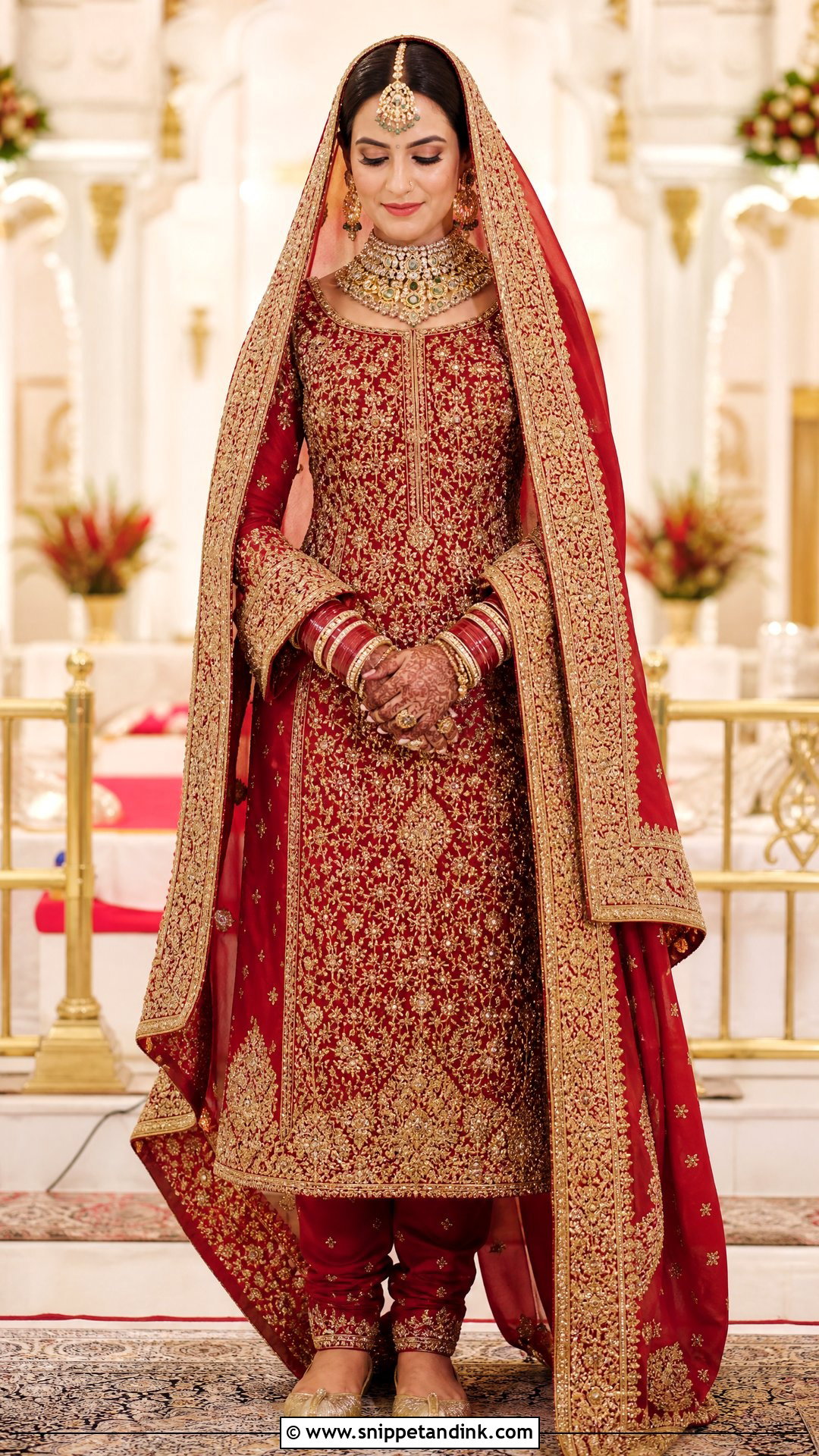 Gold Zardozi Punjabi Bridal Churidar Suit - Snippet and Ink - 20 Punjabi Bridal Wedding Suit Ideas