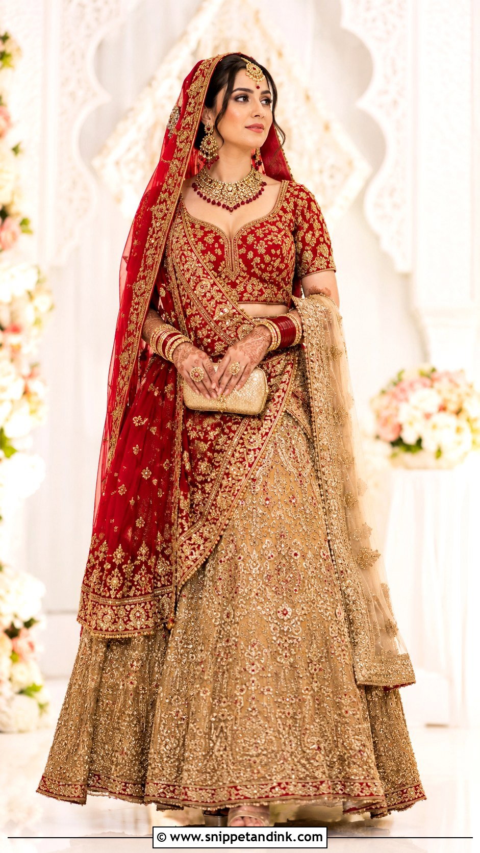 Gold and Red Lehenga Bridal Dress for Barat - Snippet and Ink - 20 Bridal Dress for Barat Ideas