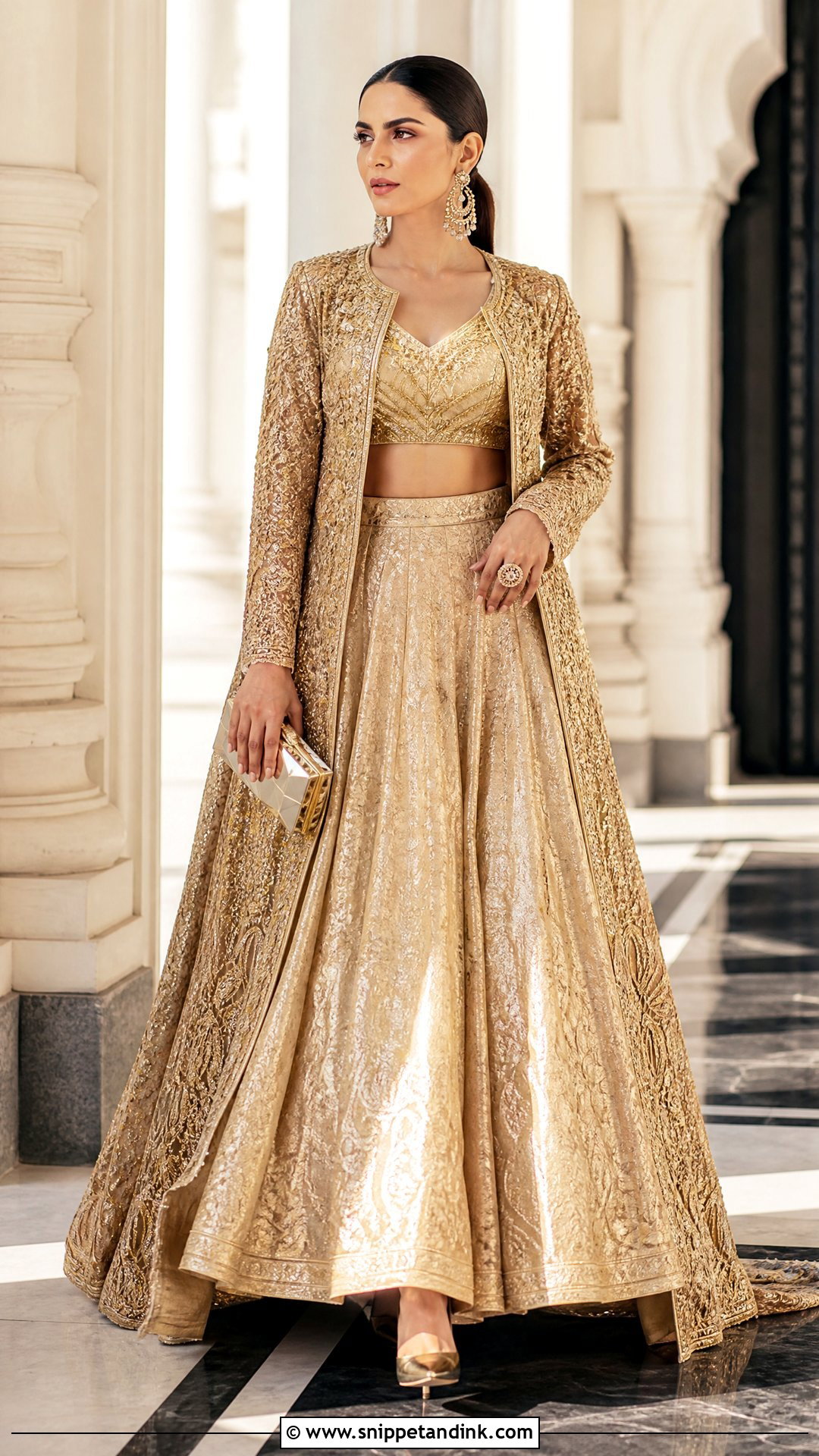 Golden Jacket Bridal Lehenga - Snippet and Ink - 25 Golden Bridal Dress Ideas