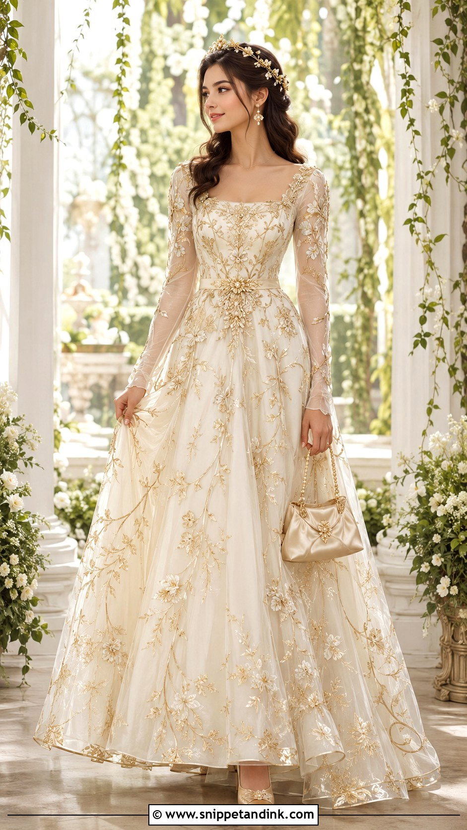 Golden Princess Floral Gown - Snippet and Ink - 20 Golden Princess Ideas
