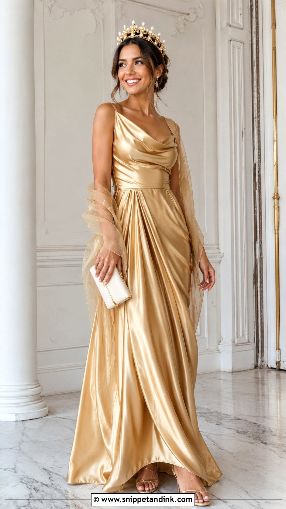 Golden Princess Satin Dress - Snippet and Ink - 20 Golden Princess Ideas