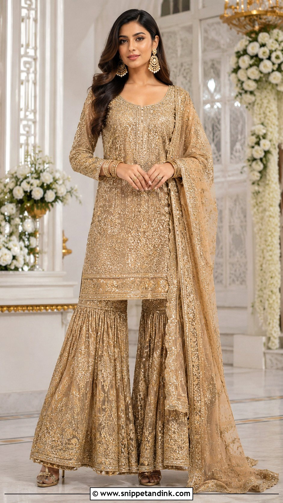 Golden Sharara Suit For Wedding - Snippet and Ink - 25 Golden Sharara Ideas