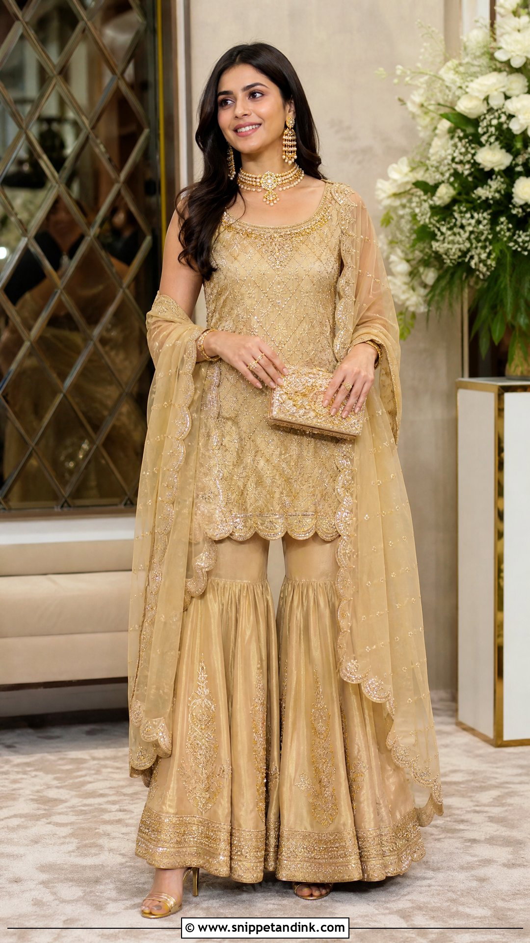 Golden Sharara Suit - Snippet and Ink - 25 Latest Sharara Suit Designs Wedding