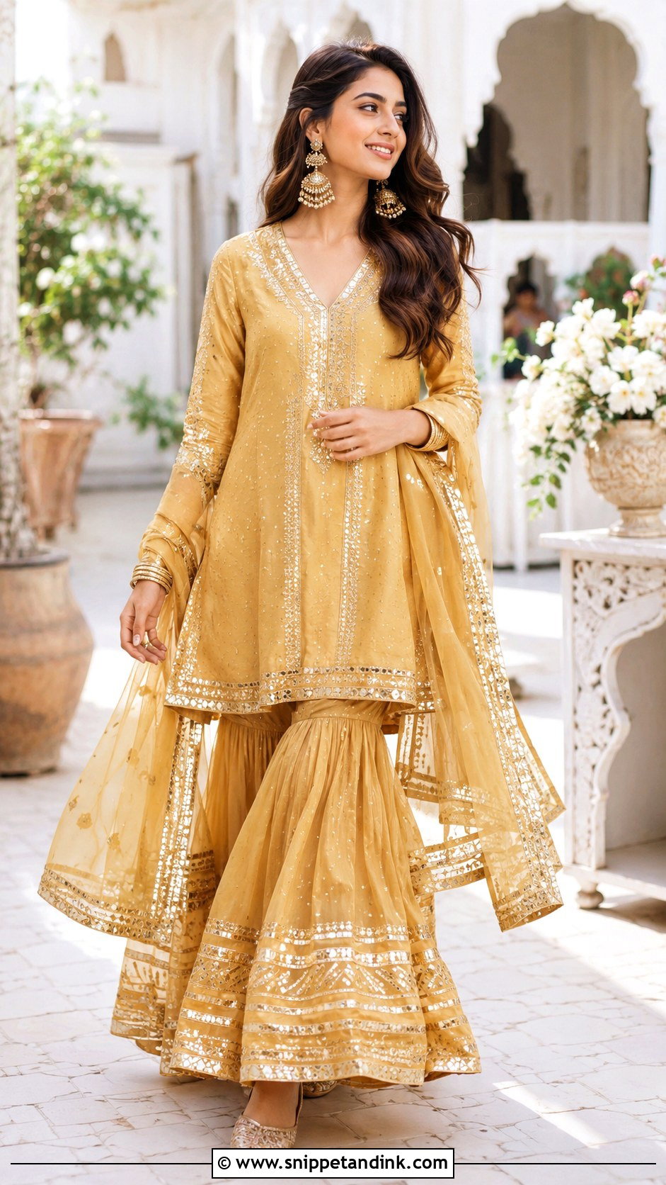 Golden Sharara With Gota Patti - Snippet and Ink - 25 Golden Sharara Ideas