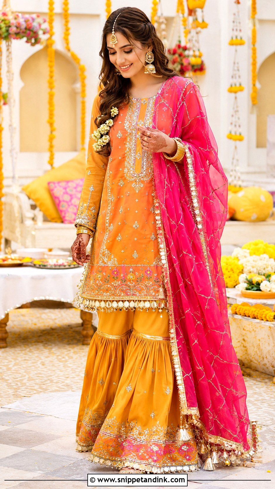 Gota Pakistani Bridal Garara Dress - Snippet and Ink - 25 Garara Dress Pakistani Bridal Ideas