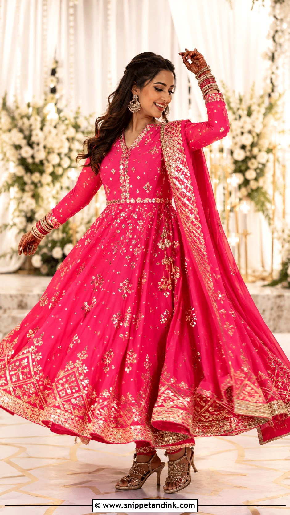 Gota Patti Bridal Anarkali Suit For Sangeet - Snippet and Ink - 25 Bridal Anarkali Suits