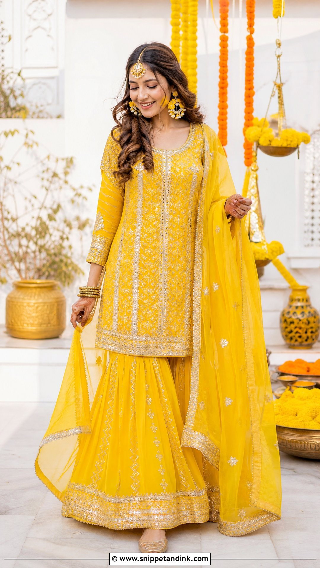 Gota Patti Haldi Dress For Bride - Snippet and Ink - 25 Haldi Function Dress for Bride Ideas