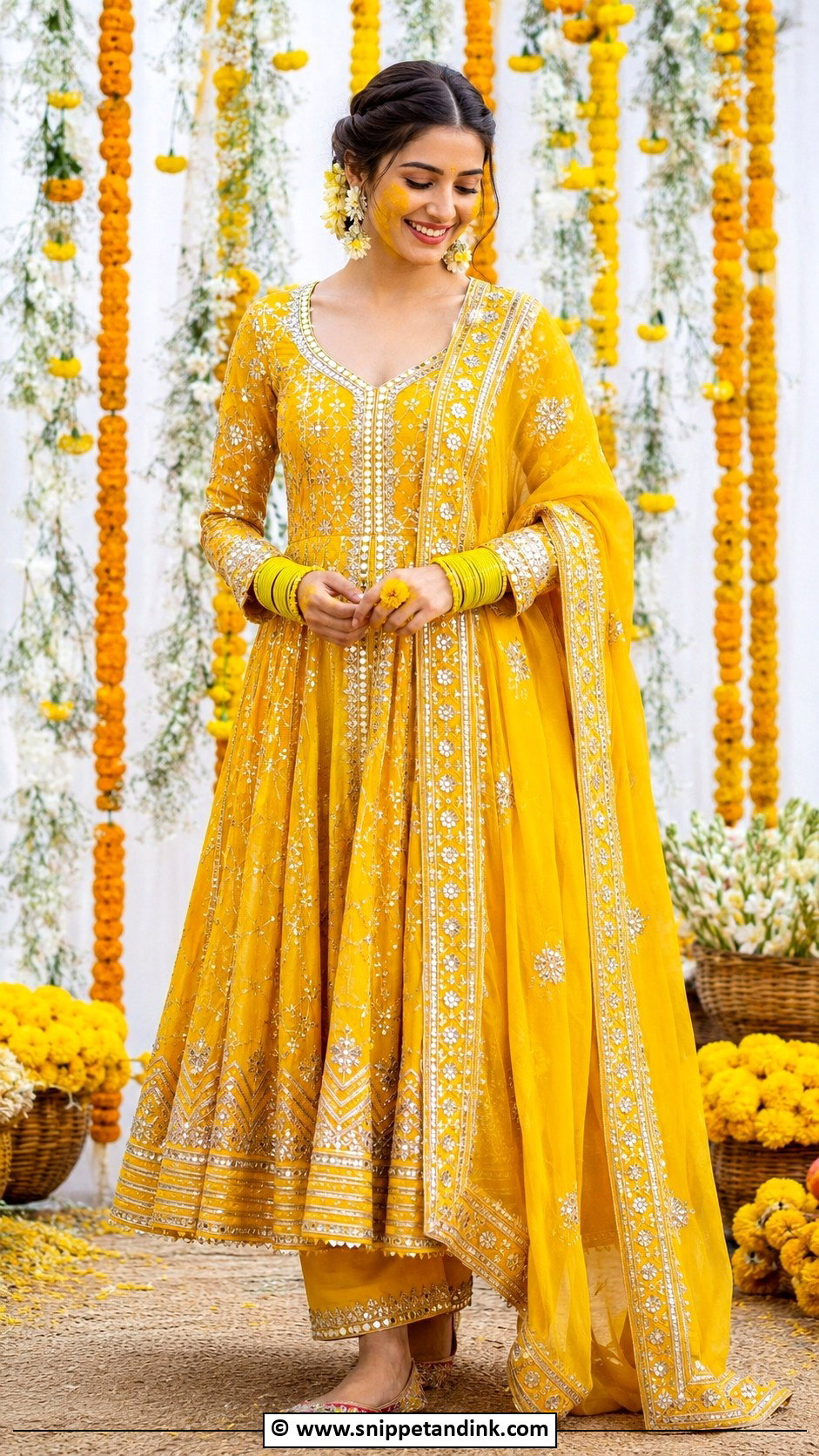 Gota Patti Haldi Outfit - Snippet and Ink - 30 Unique Haldi Ceremony Outfit for Bride Ideas