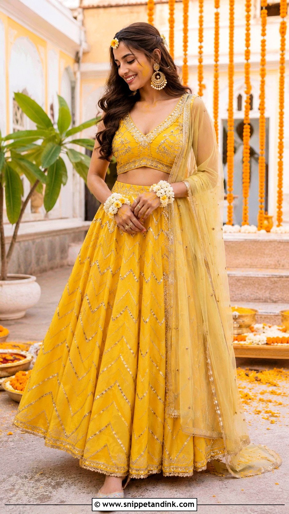 Gota Patti Haldi Outfit For Bride - Snippet and Ink - 25 Trending Haldi Outfits for Bride