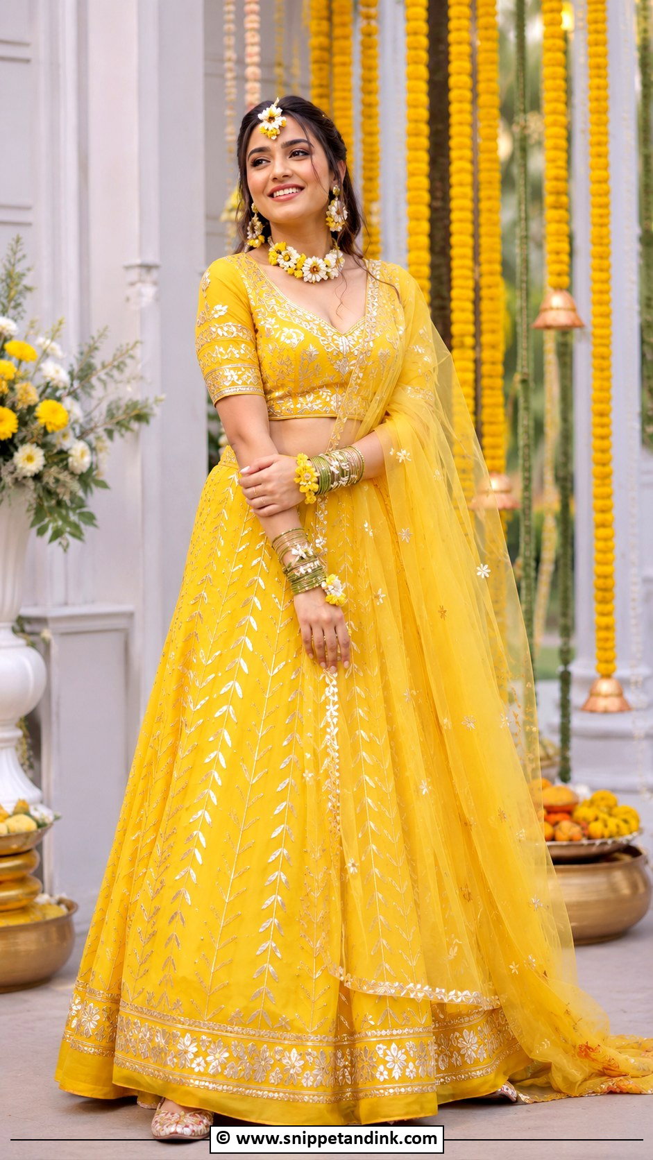 Gota Patti Haldi Outfit For Bride - Snippet and Ink - 30 Best Haldi Outfits for Brides