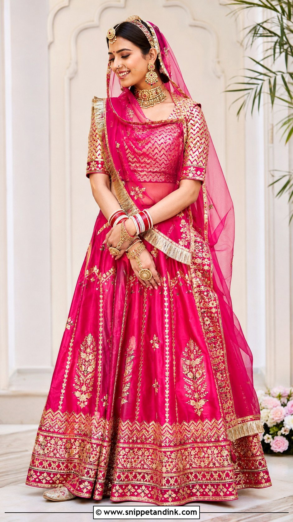 Gota Patti Marwadi Bridal Lehenga - Snippet and Ink - 25 Marwadi Bride Ideas