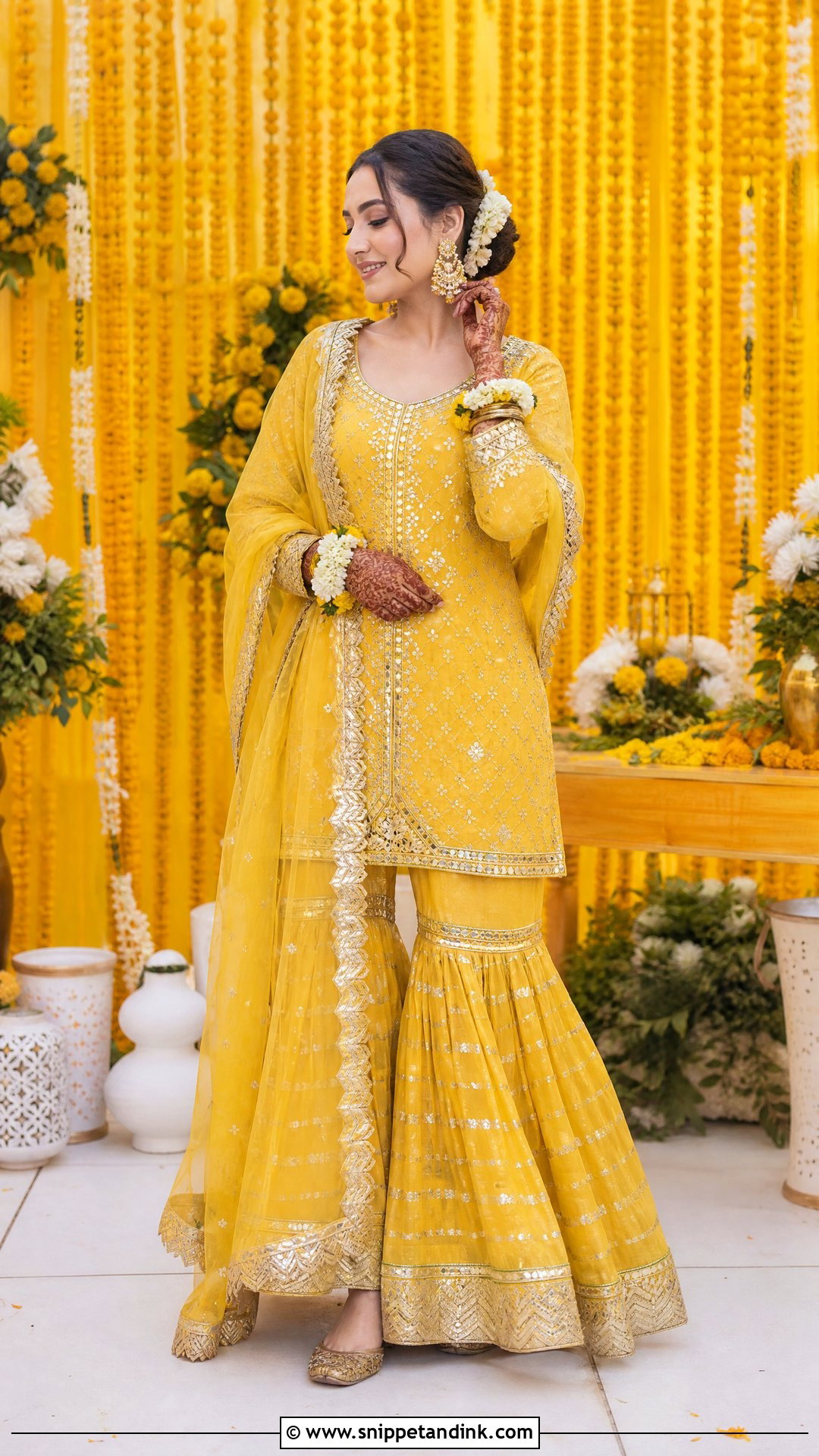 Gota Patti Mehndi Dress For Bride - Snippet and Ink - 25 Mehndi Dress for Bride Pakistani Bridal Ideas