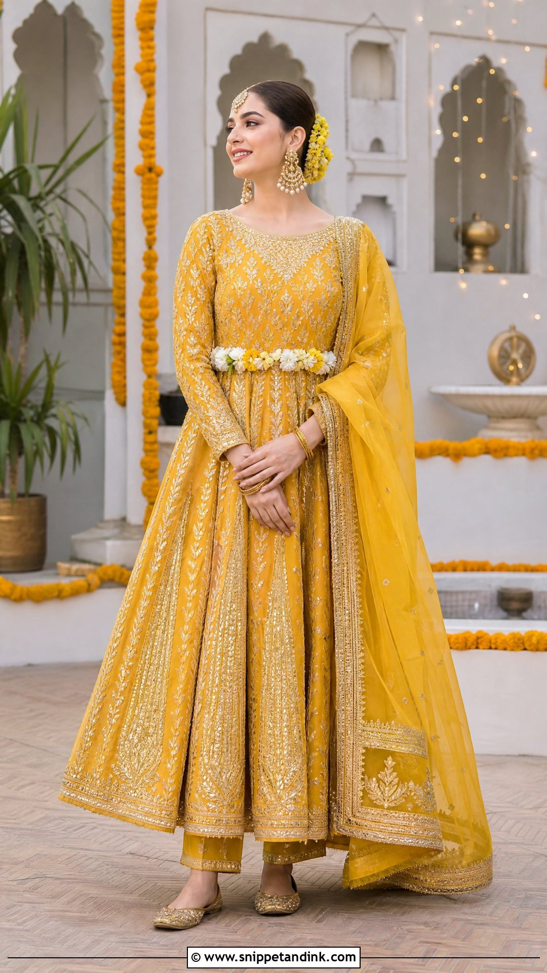 Gota Patti Peshwas Haldi Dress - Snippet and Ink - 20 Pakistani Haldi Dress Ideas
