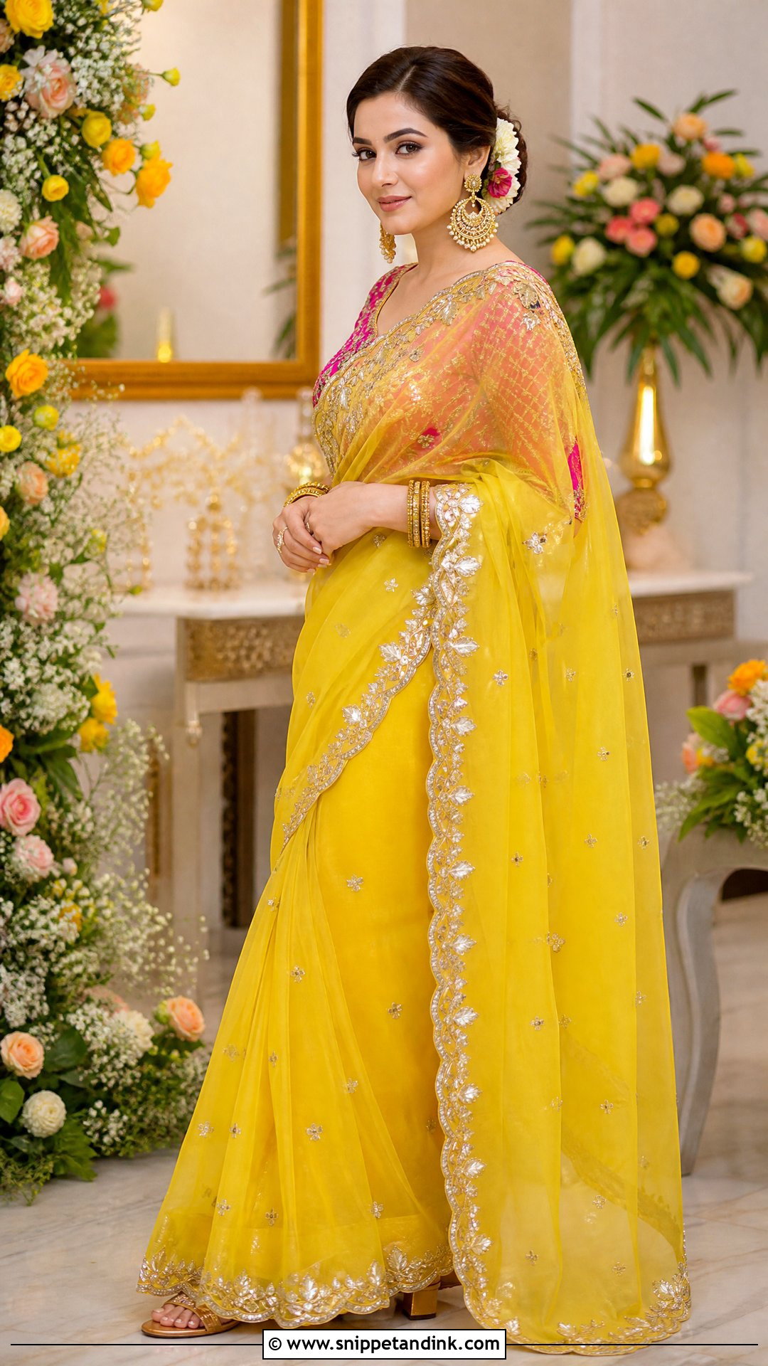 Gota Patti Saree Dholki Bridal Outfit - Snippet and Ink - 20 Dholki Outfit Bride Ideas