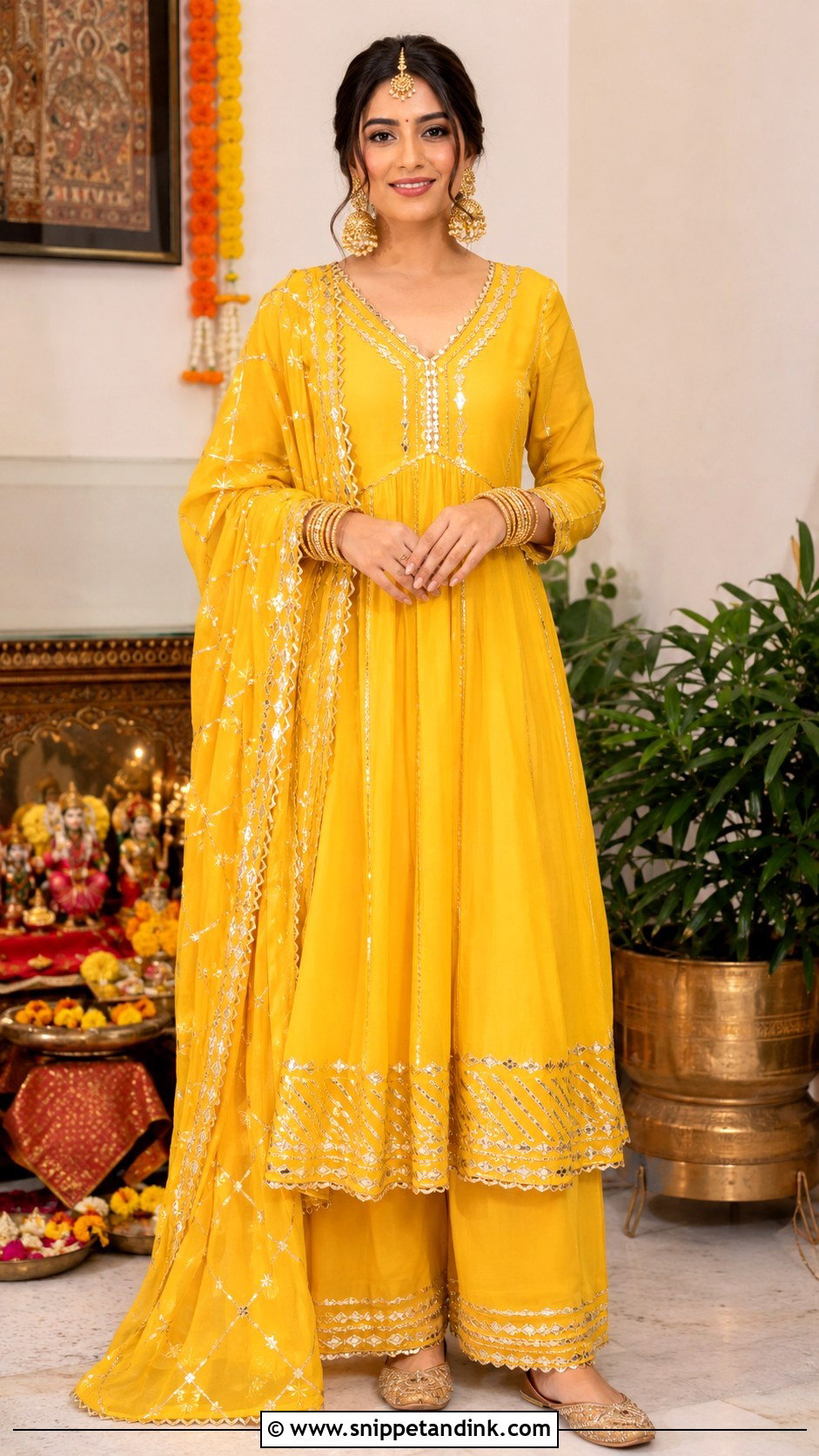 Gota Patti Suit For Mata Pujan Bride - Snippet and Ink - 25 Mata Pujan Dress for Bride Ideas