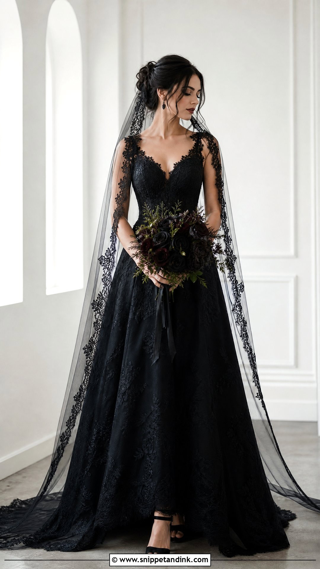 Gothic A Line Wedding Dress - Snippet and Ink - 25 Gothic Wedding Dresses