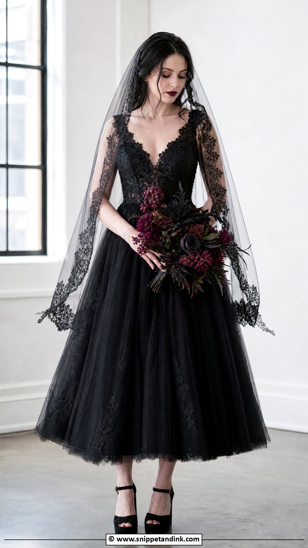 Gothic A Line Wedding Dress - Snippet and Ink - 35 Gothic Wedding Dress Ideas
