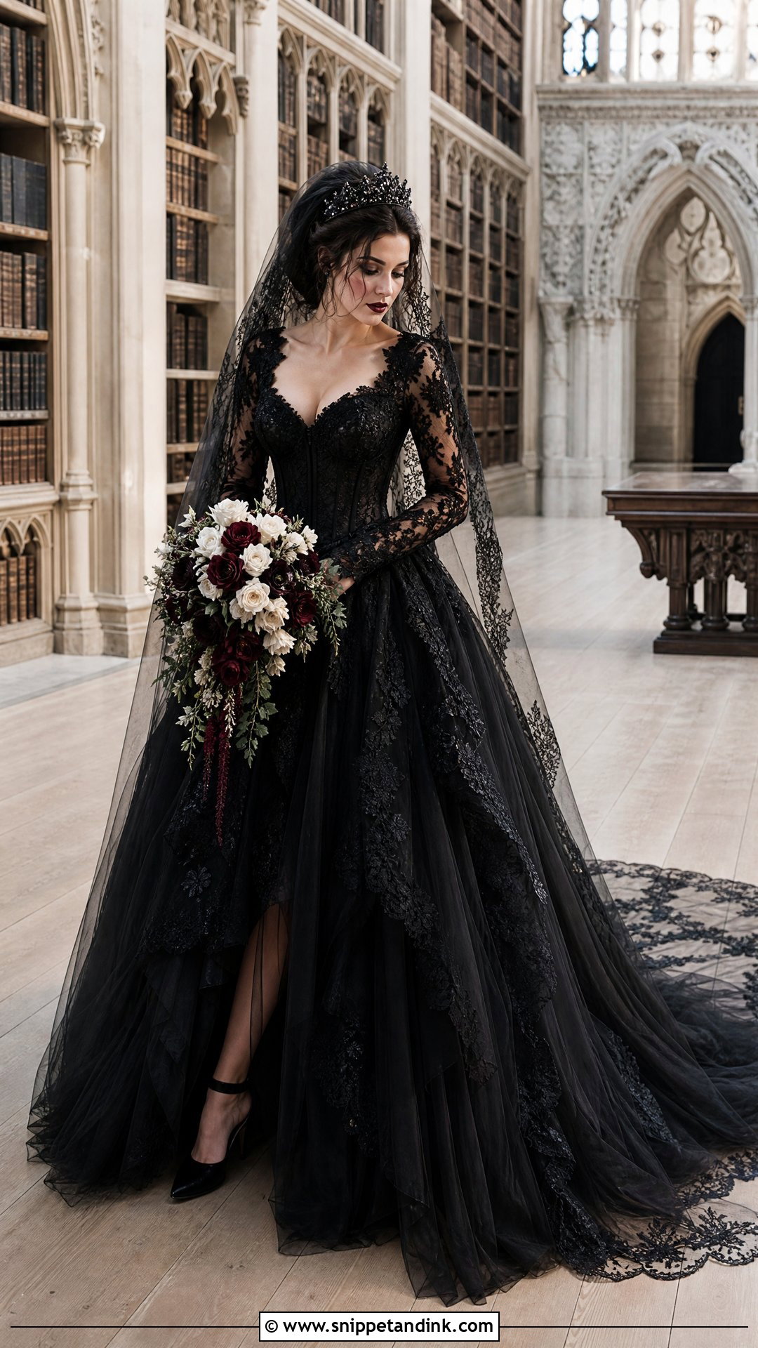 Gothic Black Lace Princess Wedding Dress - Snippet and Ink - 20 Princess Wedding Dresses Black