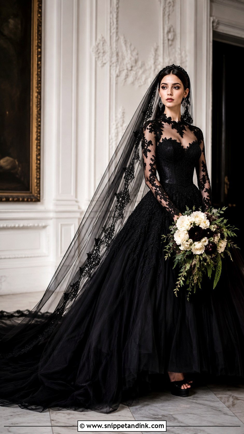 Gothic Black Lace Wedding Dress - Snippet and Ink - 20 Black Lace Wedding Dresses