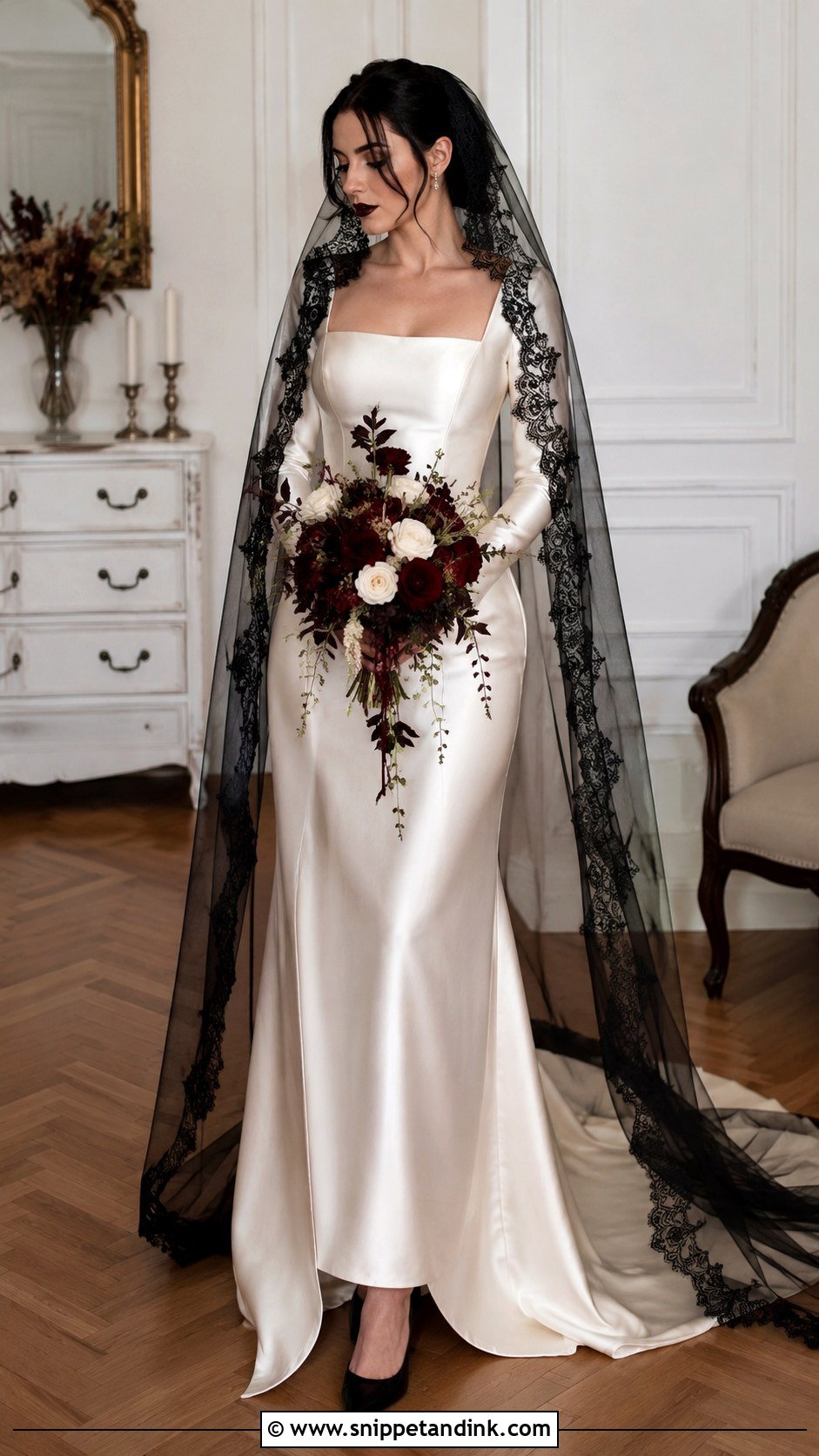 Gothic Black Veil Wedding Dress - Snippet and Ink - 25 Vintage Gothic Wedding Dress Ideas