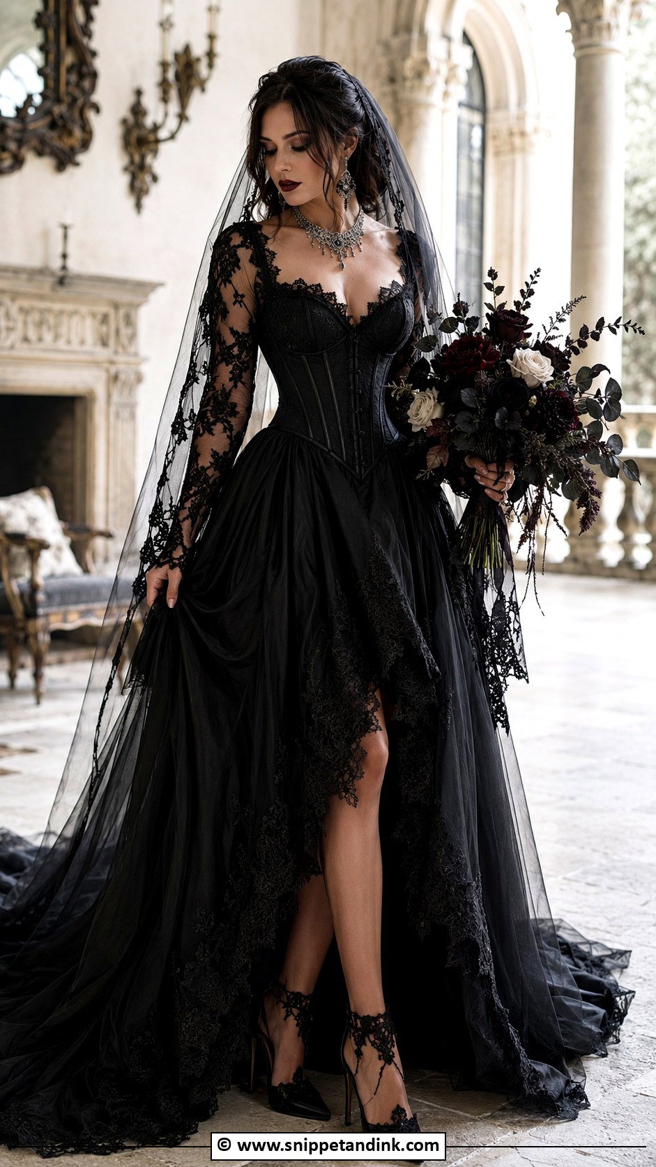 Gothic Black Wedding Dress - Snippet and Ink - 30 Mystical Wedding Dress Ideas