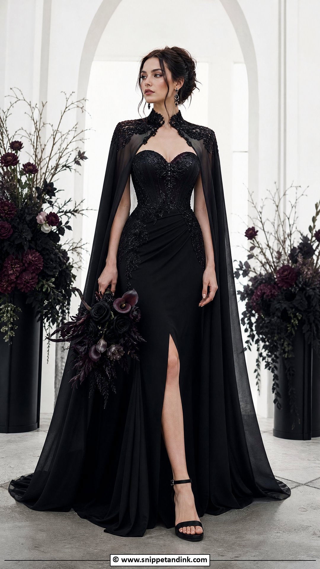 Gothic Cape Wedding Dress - Snippet and Ink - 35 Gothic Wedding Dress Ideas