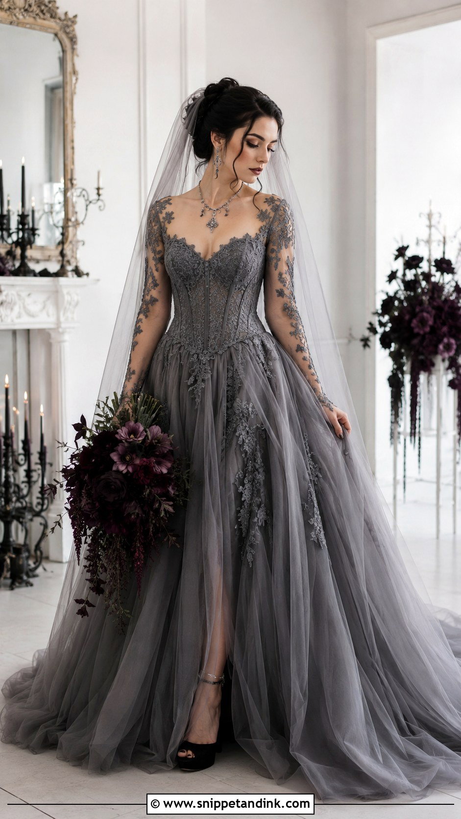 Gothic Gray Wedding Dress - Snippet and Ink - 25 Vintage Gothic Wedding Dress Ideas