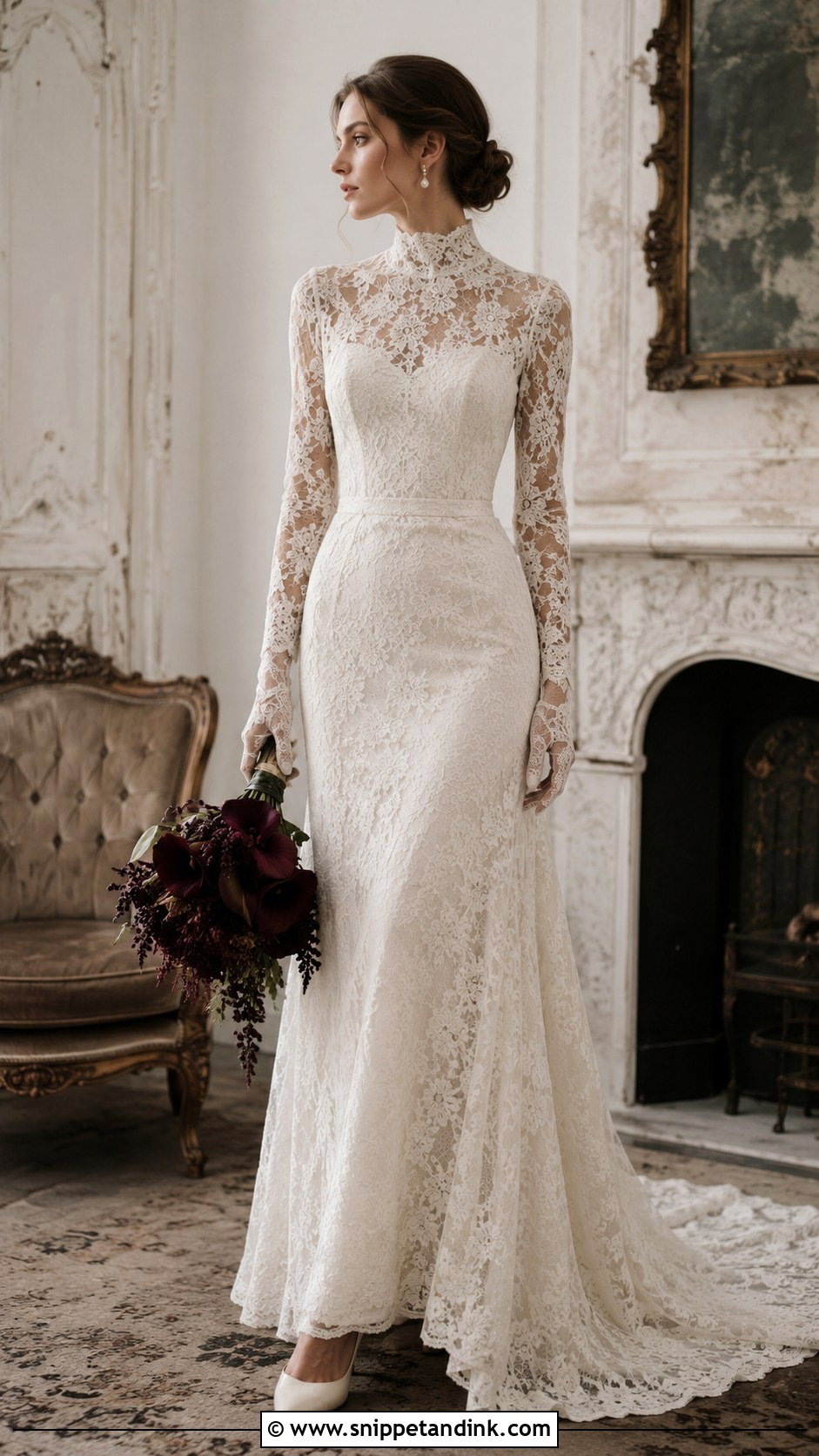 Gothic High Neck Wedding Dress - Snippet and Ink - 25 Vintage Gothic Wedding Dress Ideas