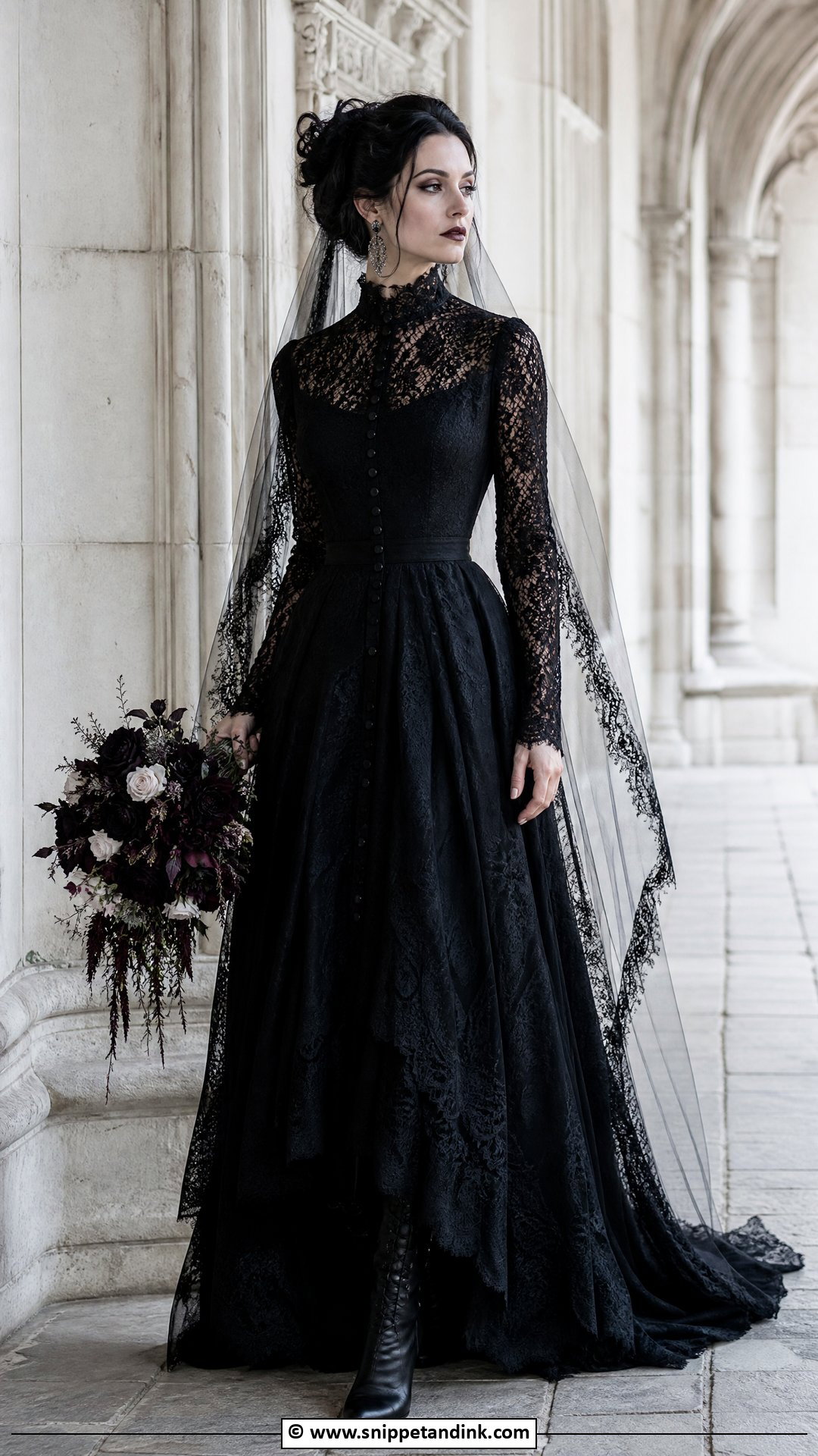 Gothic High Neck Wedding Dress - Snippet and Ink - 35 Gothic Wedding Dress Ideas