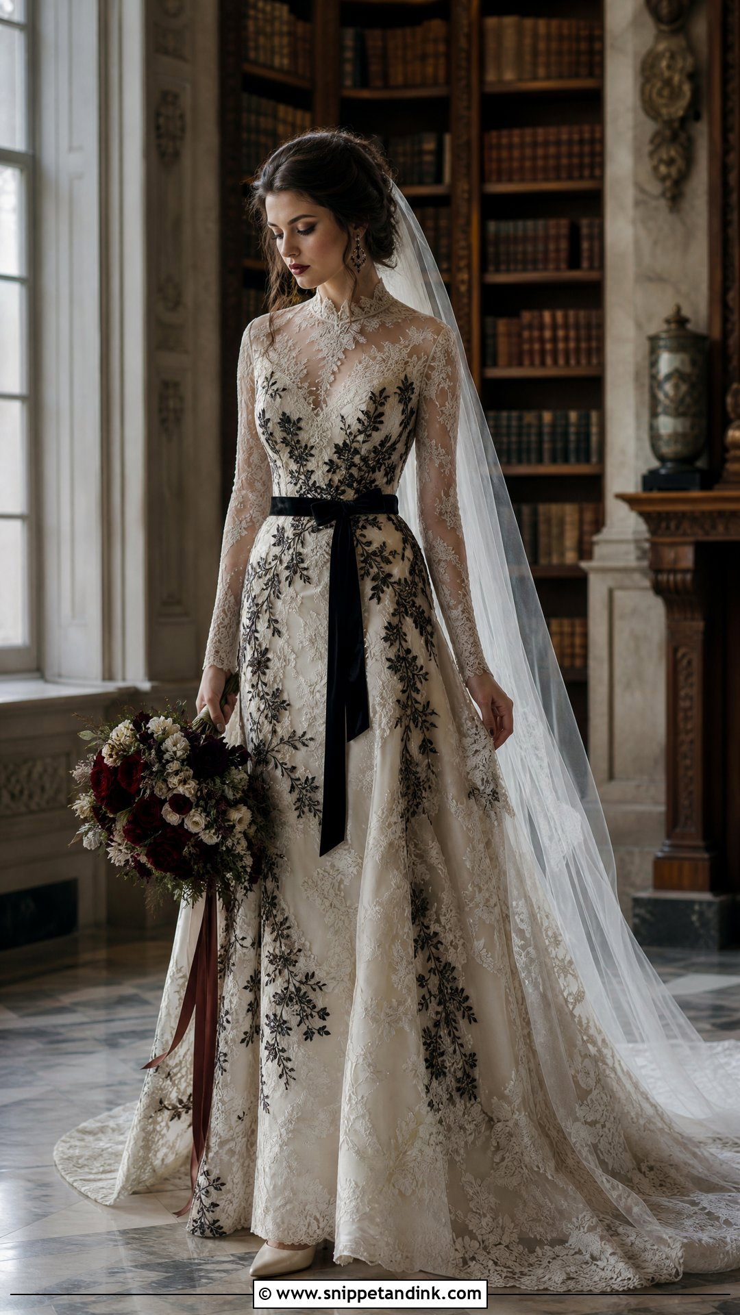 Gothic Lace Bridal Gown Look - Snippet and Ink - 20 Bridal Gown Aesthetic Ideas
