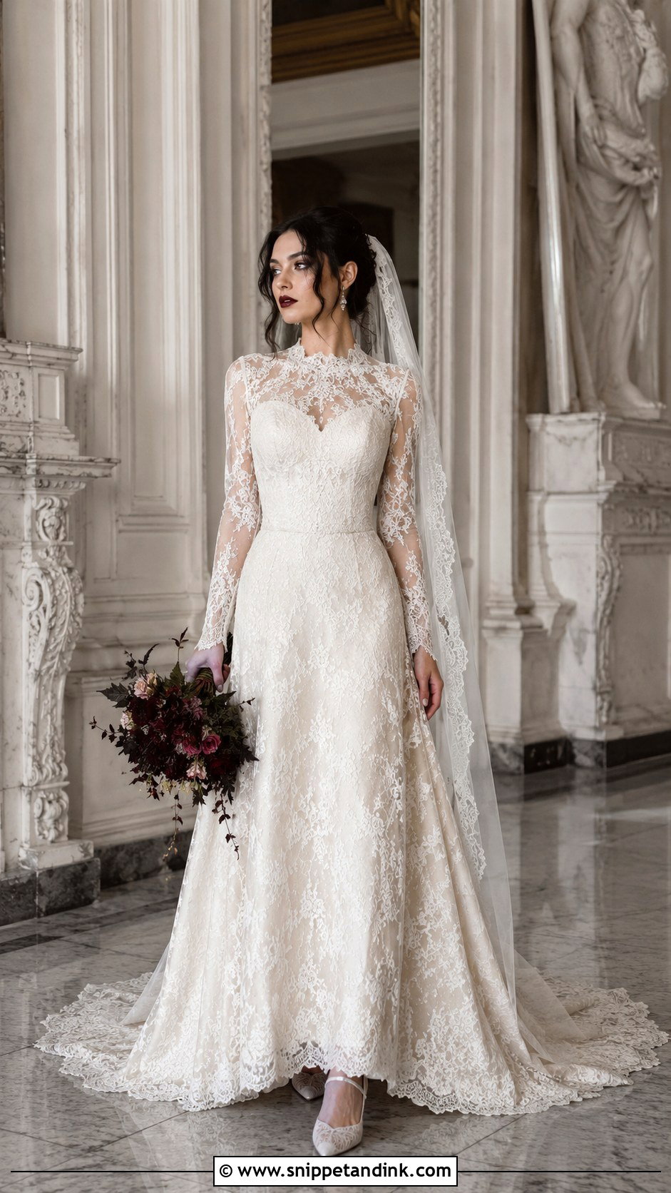 Gothic Long Sleeve Wedding Dress - Snippet and Ink - 25 Vintage Gothic Wedding Dress Ideas