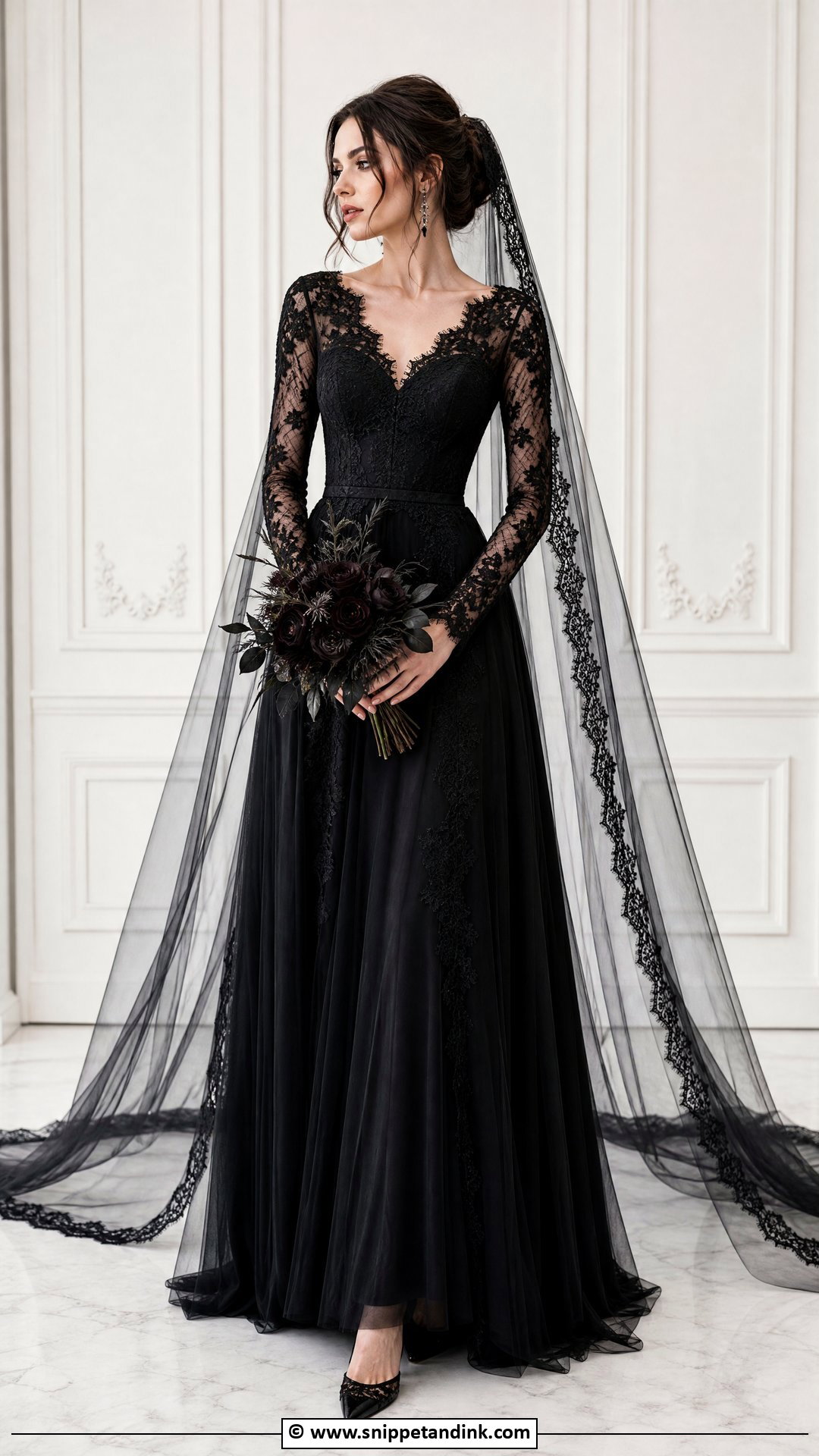 Gothic Long Sleeve Wedding Dress - Snippet and Ink - 35 Gothic Wedding Dress Ideas
