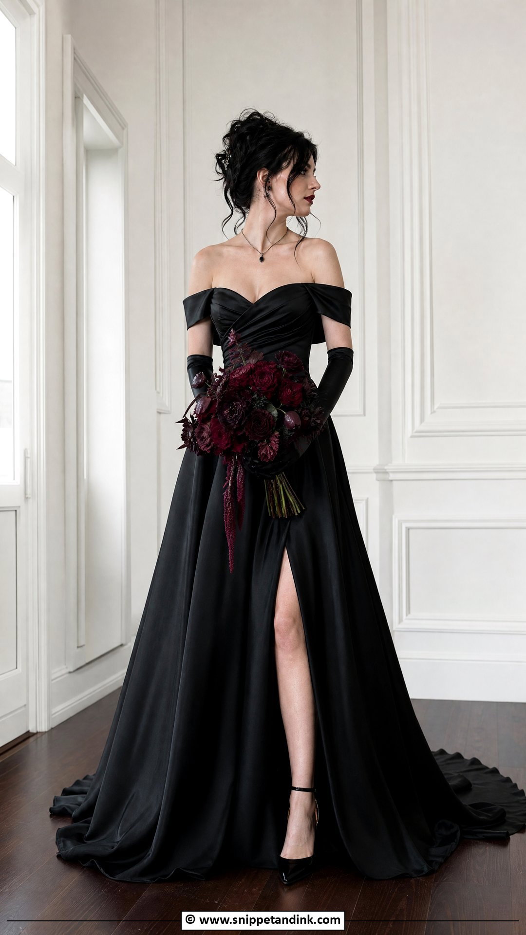 Gothic Off Shoulder Wedding Dress - Snippet and Ink - 35 Gothic Wedding Dress Ideas