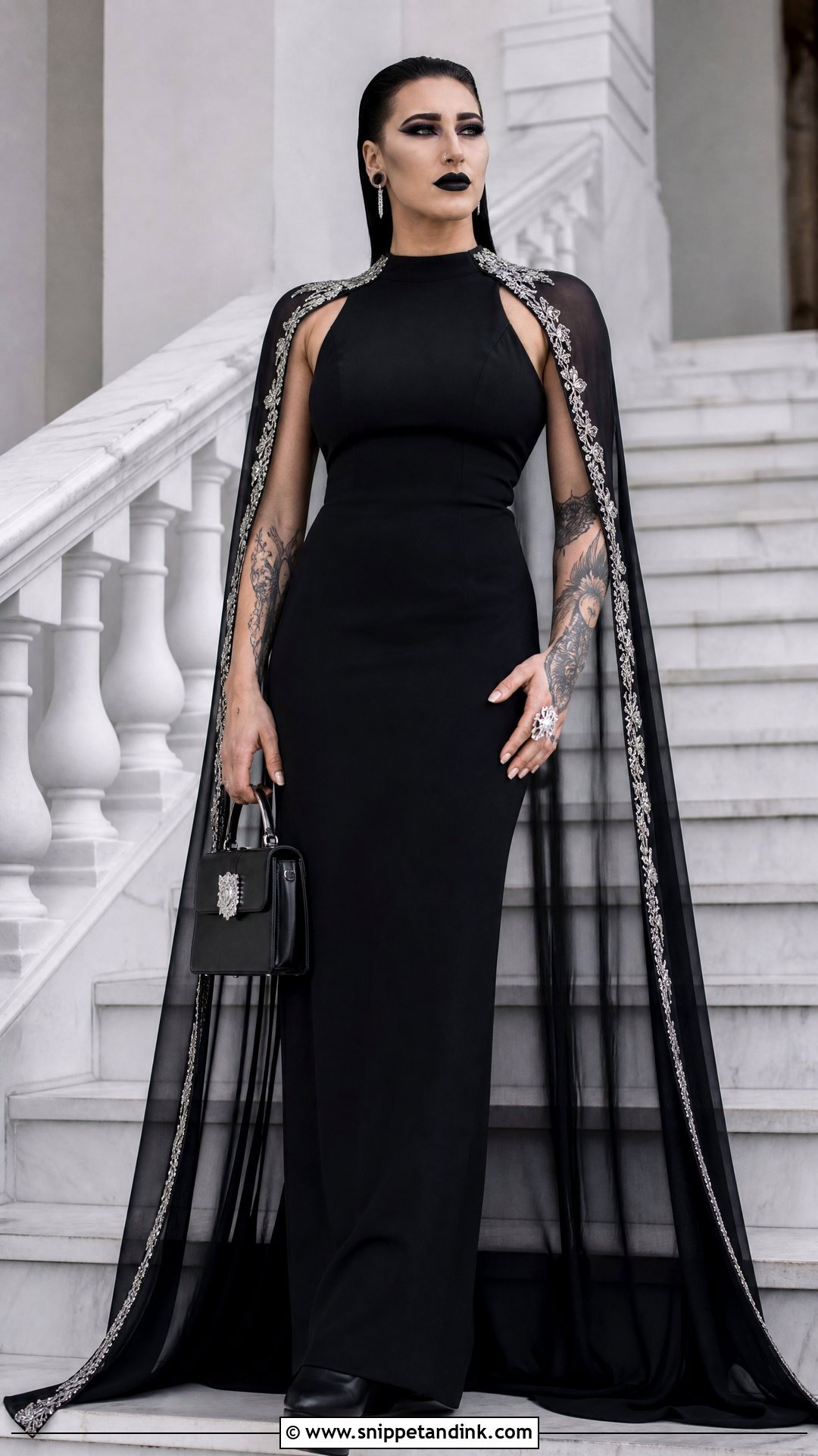 Gothic Rhea Ripley Wedding Dress With Cape - Snippet and Ink - 20 Rhea Ripley Wedding Dress Ideas