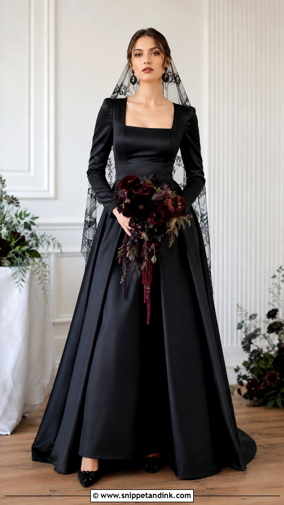 Gothic Satin Wedding Dress - Snippet and Ink - 25 Vintage Gothic Wedding Dress Ideas