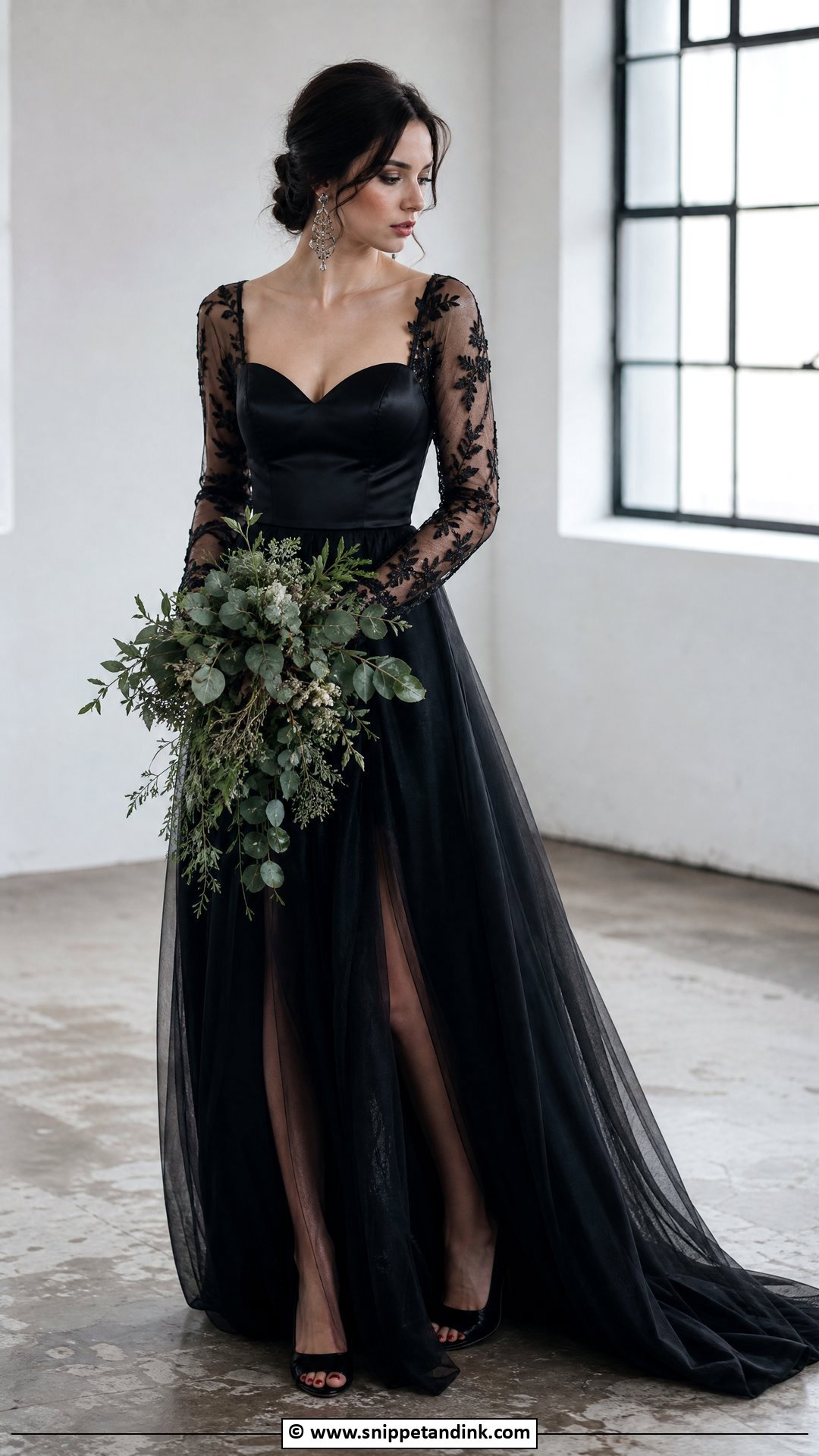 Gothic Sheer Sleeve Wedding Dress - Snippet and Ink - 35 Gothic Wedding Dress Ideas